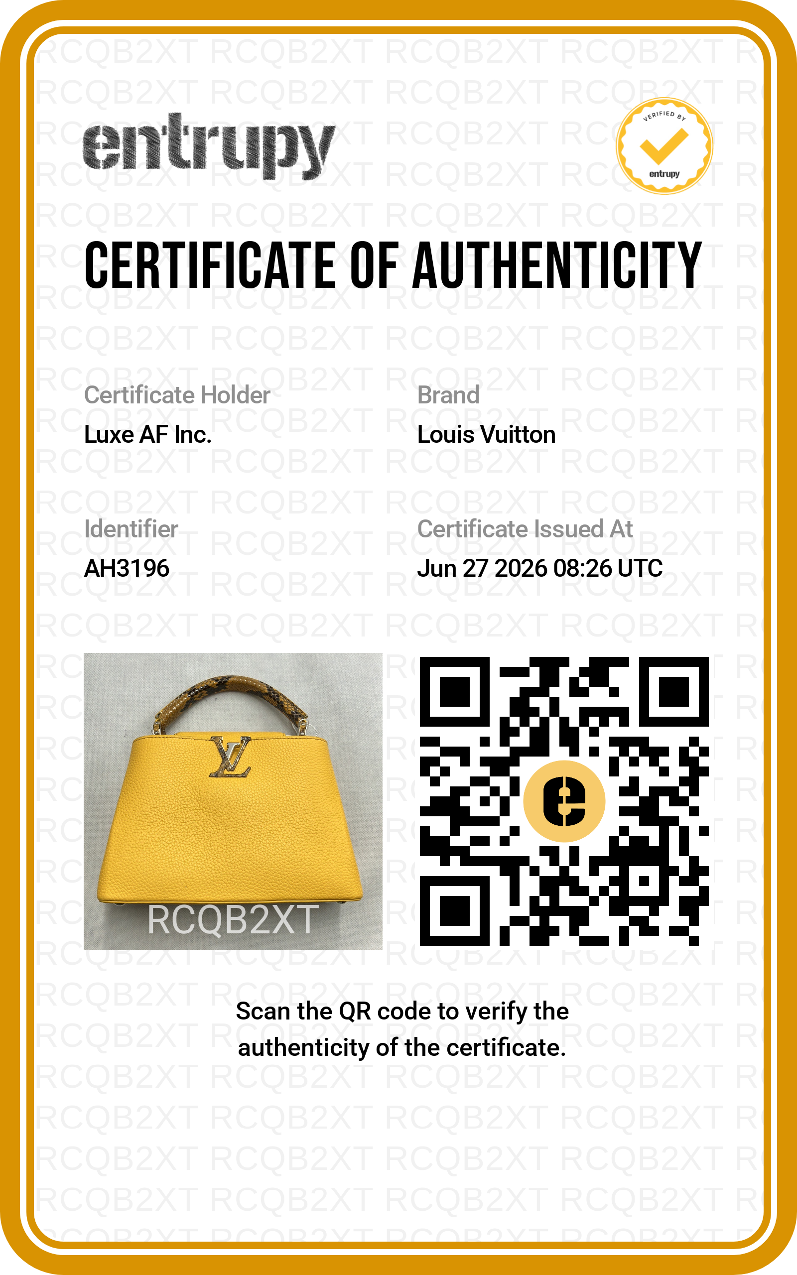 Louis Vuitton Capucines Yellow Taurillon Leather Python Handle Bag LV3155