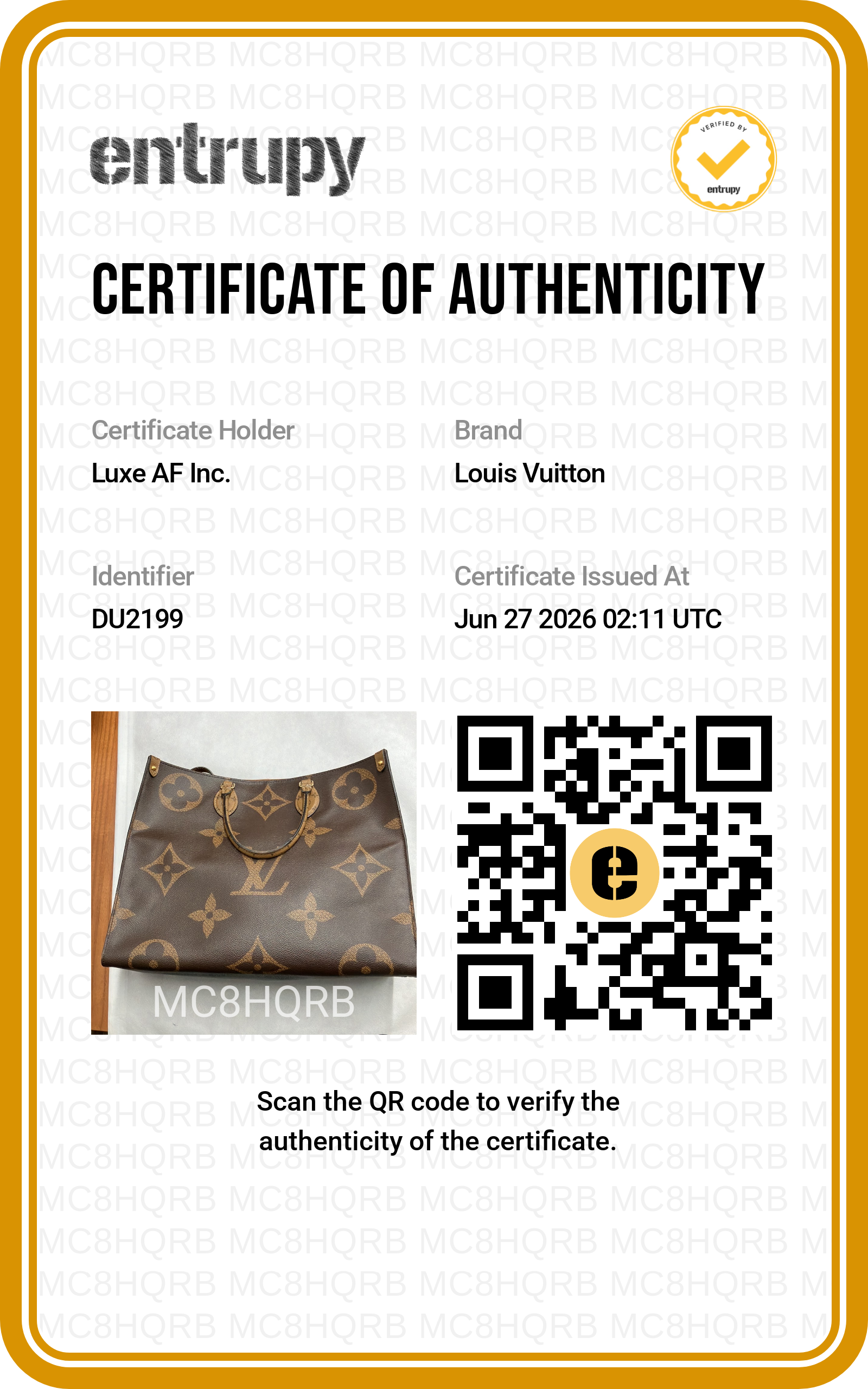 Louis Vuitton Onthego GM Monogram Canvas Handle Bag LV3152