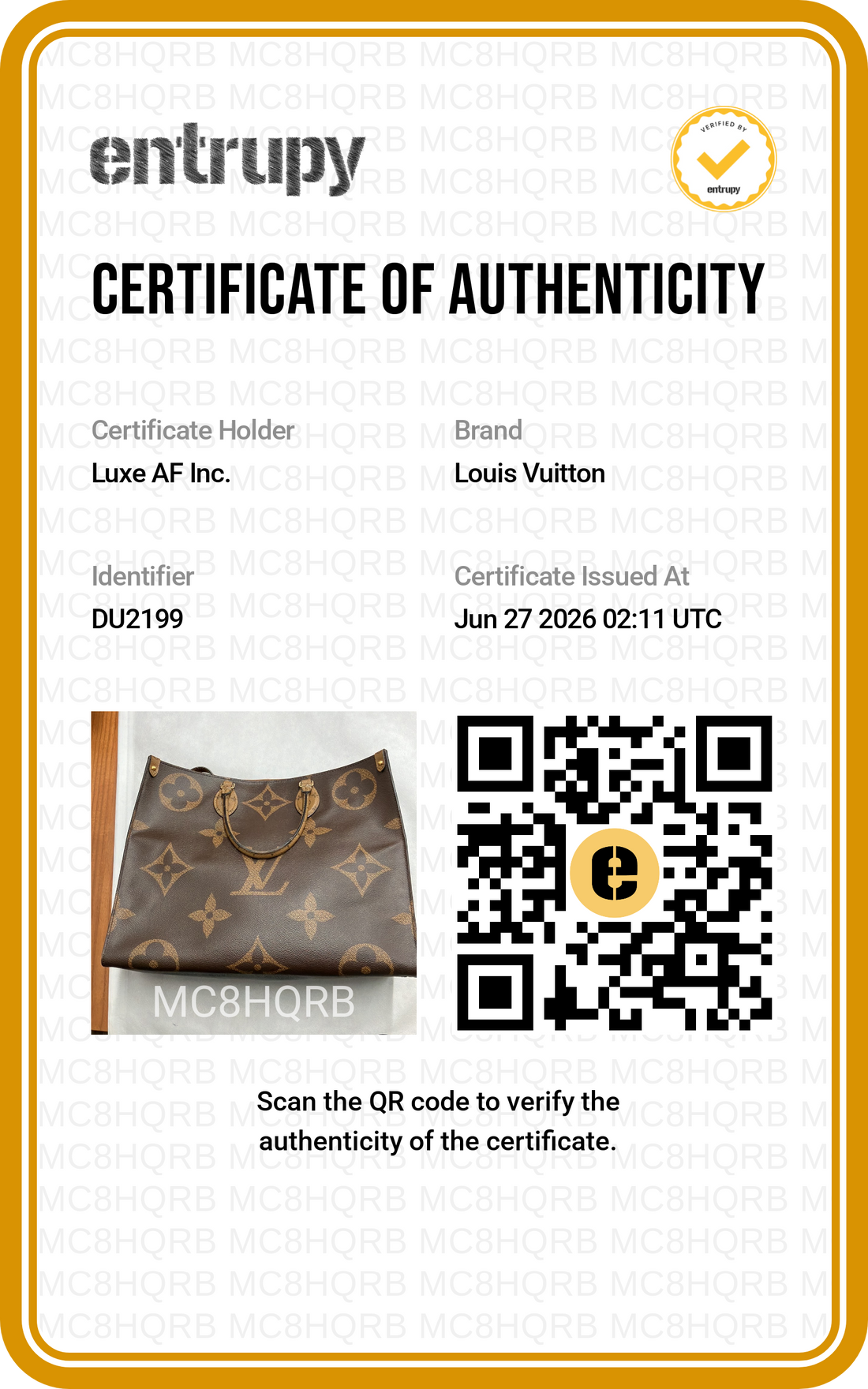 Louis Vuitton Onthego GM Monogram Canvas Handle Bag LV3152