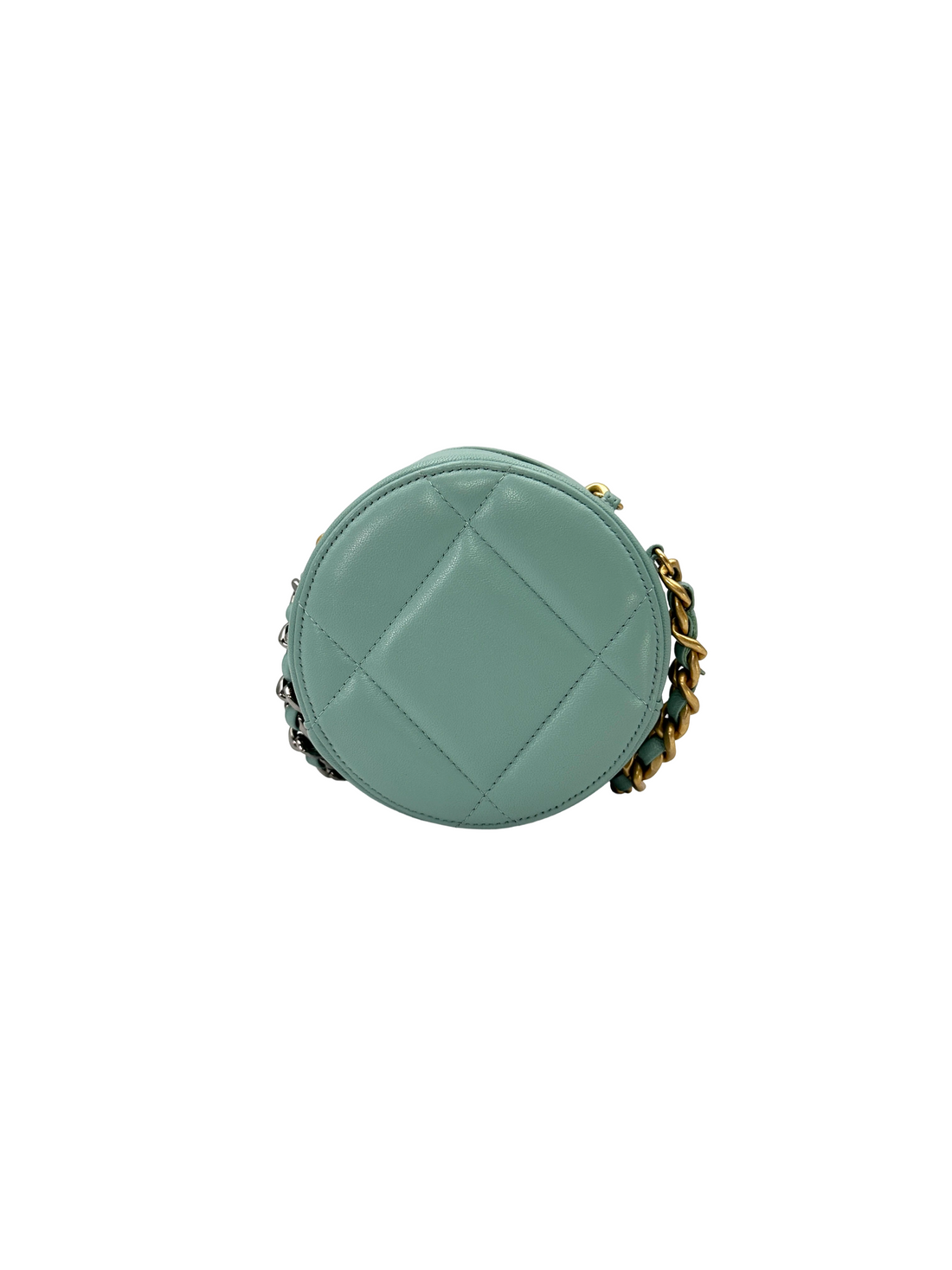 Chanel 19Bag Mint Green Quilted Leather Round Clutch(29***77) CC2339