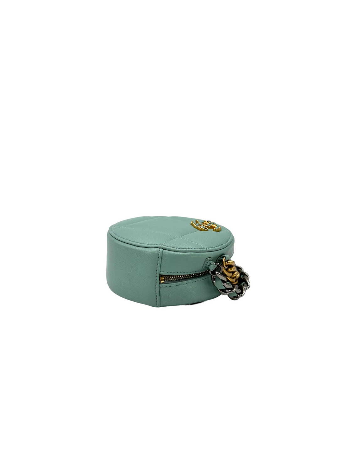 Chanel 19Bag Mint Green Quilted Leather Round Clutch(29***77) CC2339