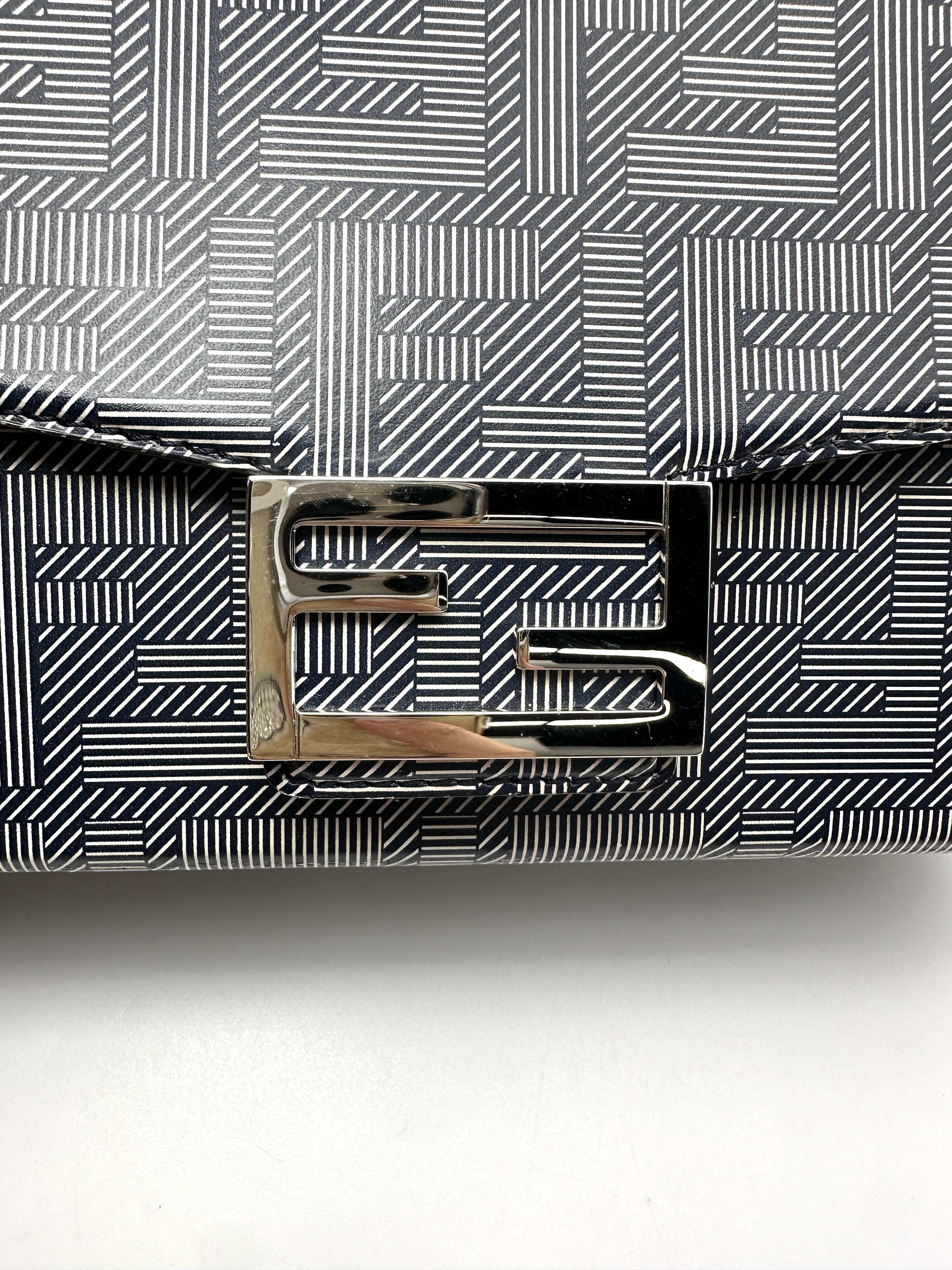 Fendi Baguette Soft Trunk FF Motif Monogram Canvas Shoulder Bag IRIS257