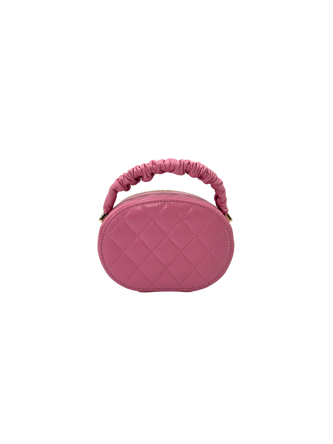 Chanel Pink Quilted Leather Top Handle Round Clutch(32***52) CC2340