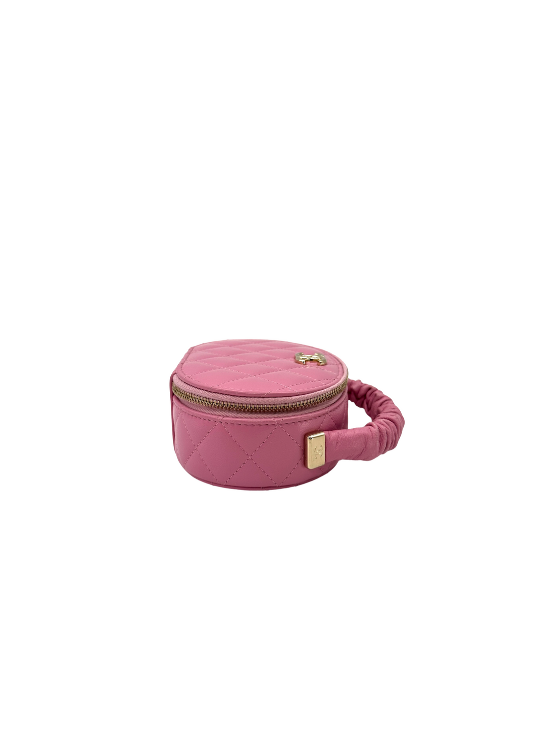 Chanel Pink Quilted Leather Top Handle Round Clutch(32***52) CC2340