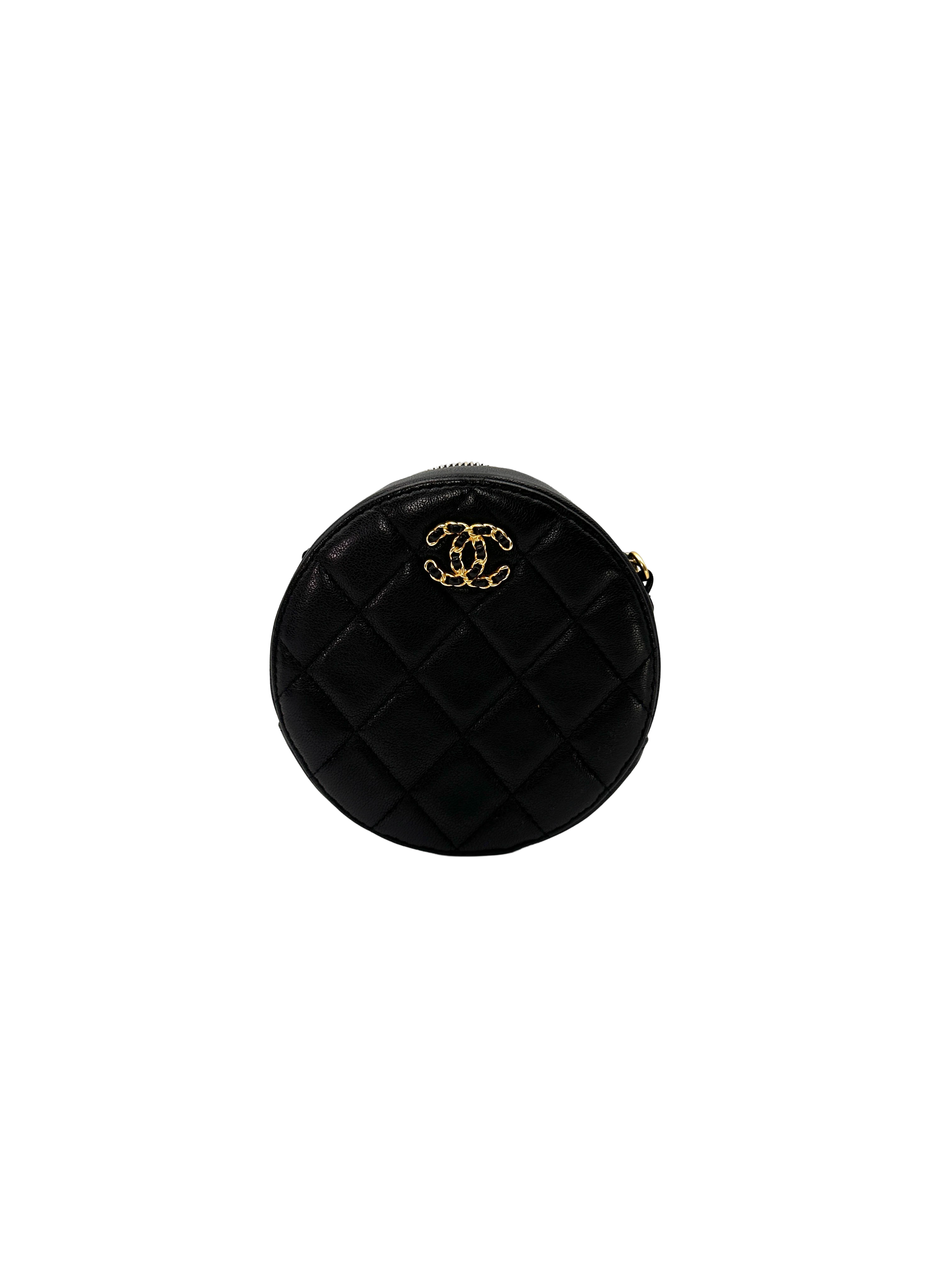 Chanel 19Bag Black Quilted Leather Round Clutch(28***57) CC2338