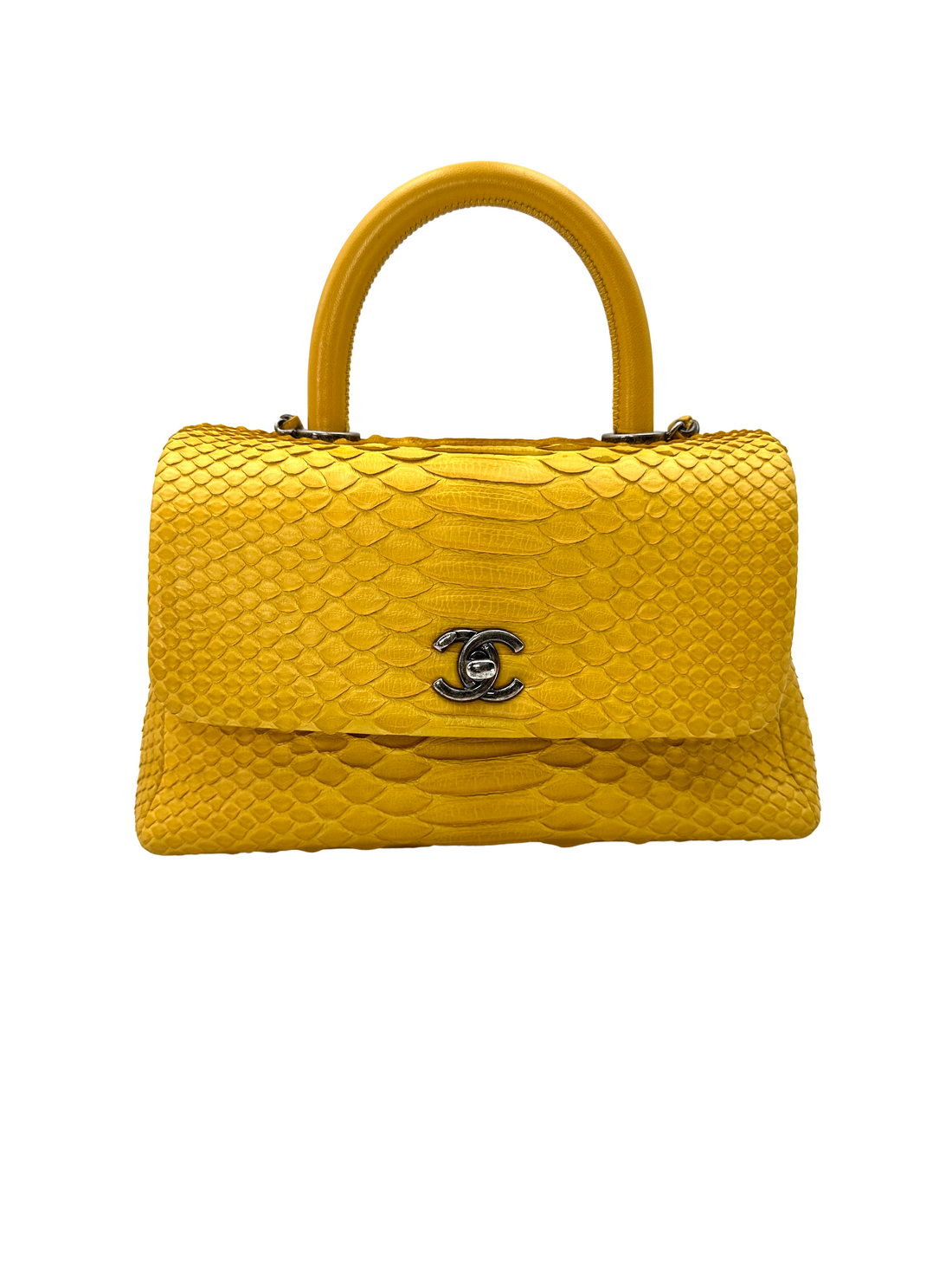 Chanel CoCo Handle Yellow Python Leather Shoulder Bag(22***10) CC2371