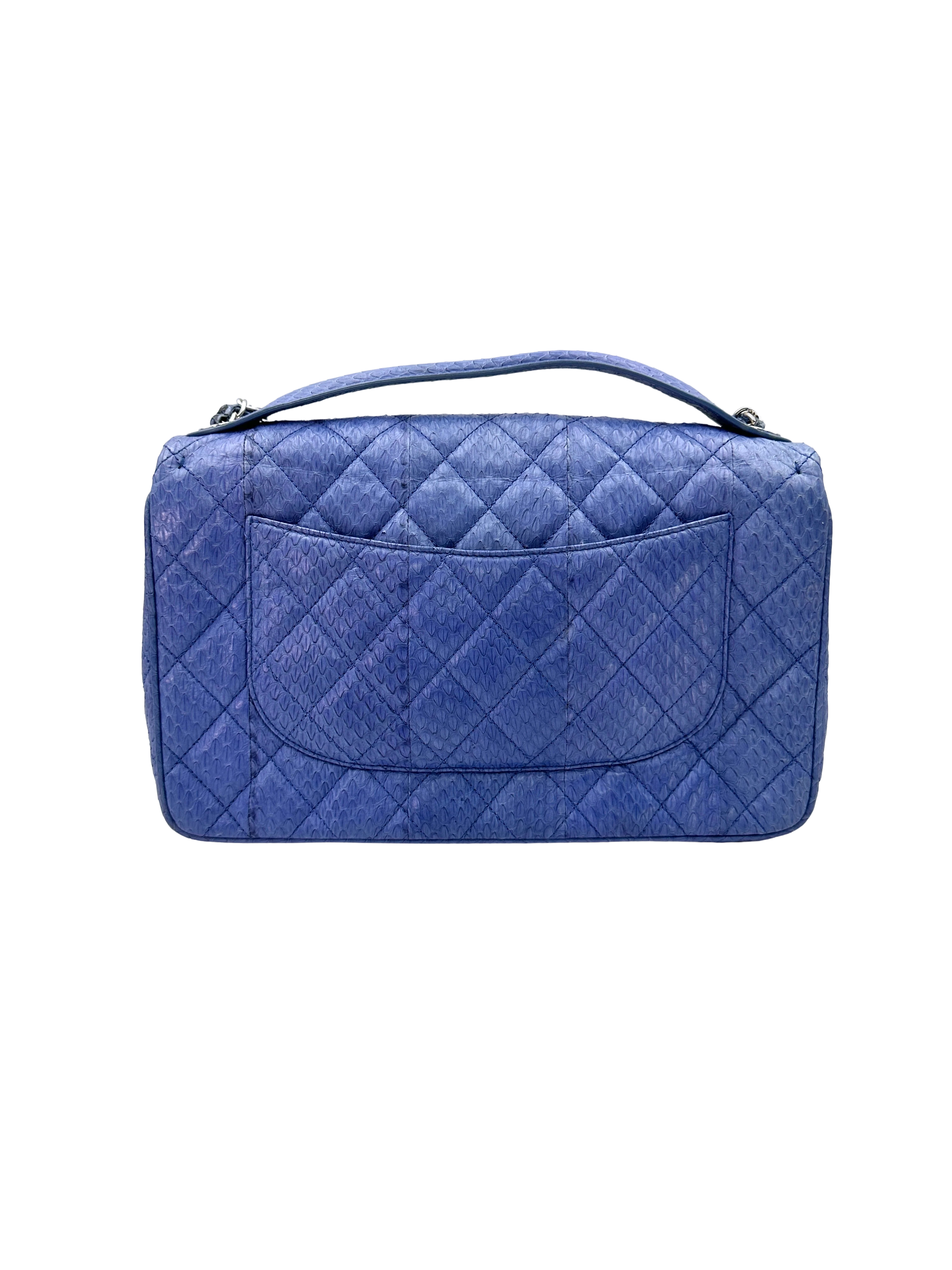 Chanel Classic Flap Blue Python Leather Top Handle Bag(20***93) CC2372