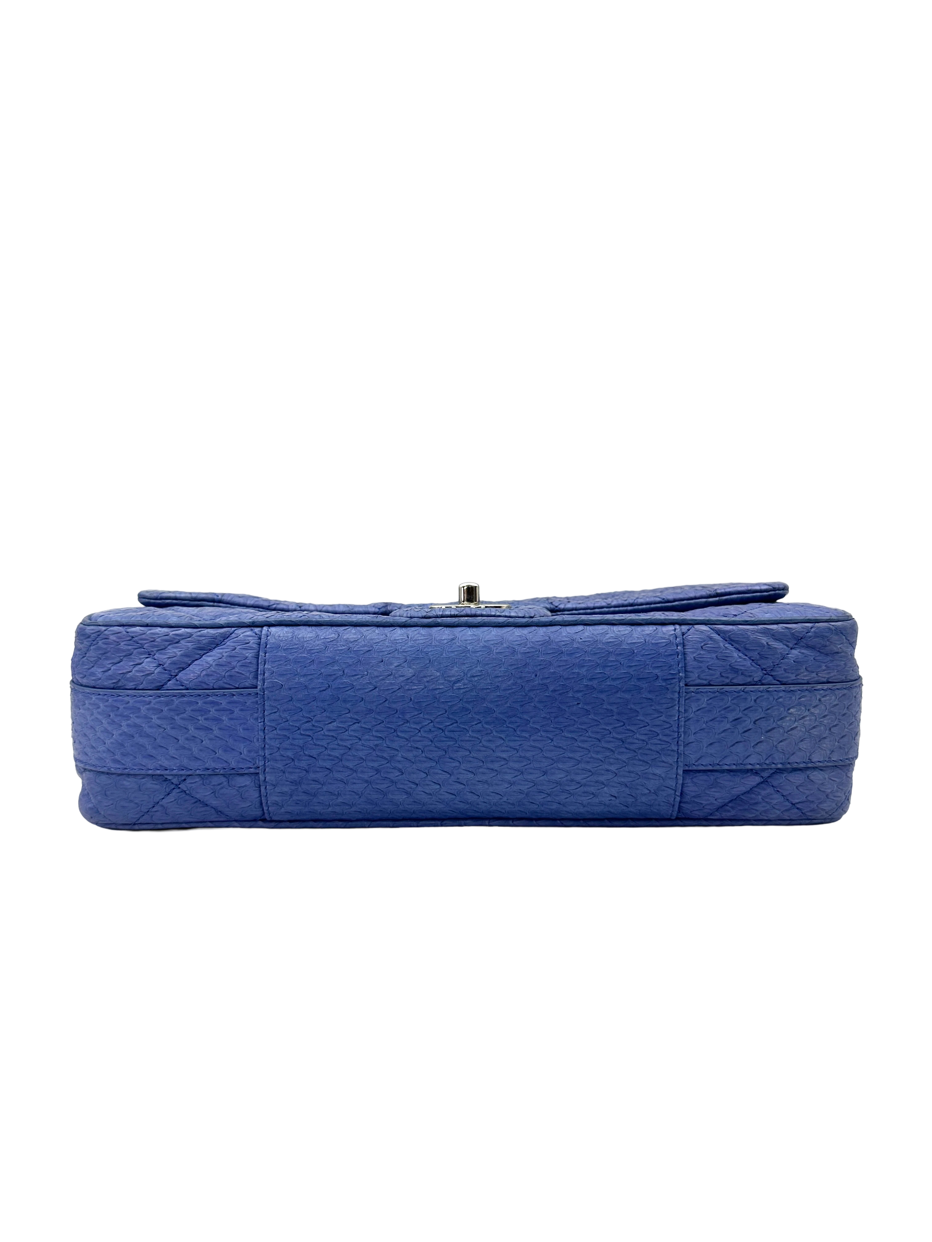 Chanel Classic Flap Blue Python Leather Top Handle Bag(20***93) CC2372