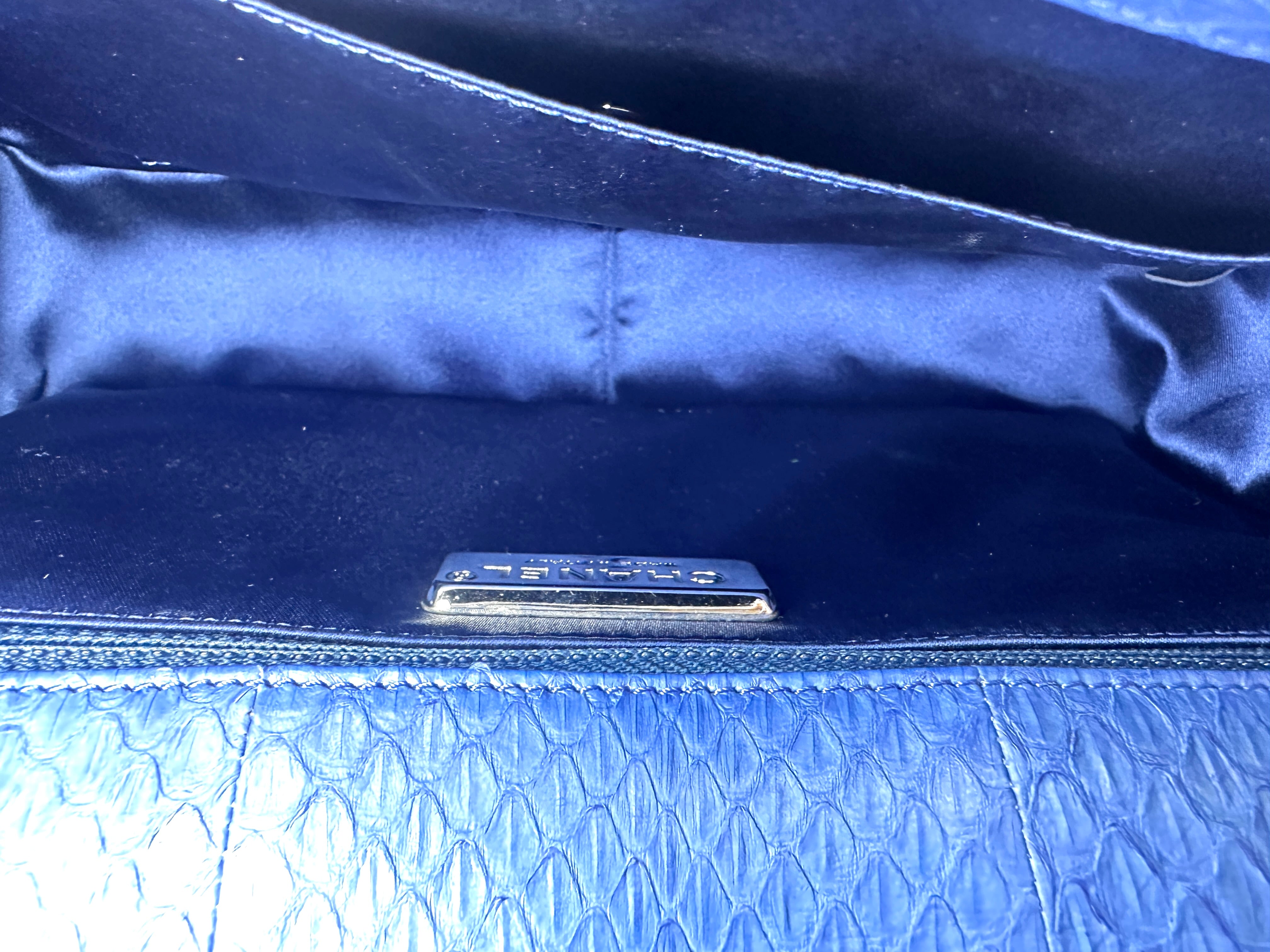 Chanel Classic Flap Blue Python Leather Top Handle Bag(20***93) CC2372