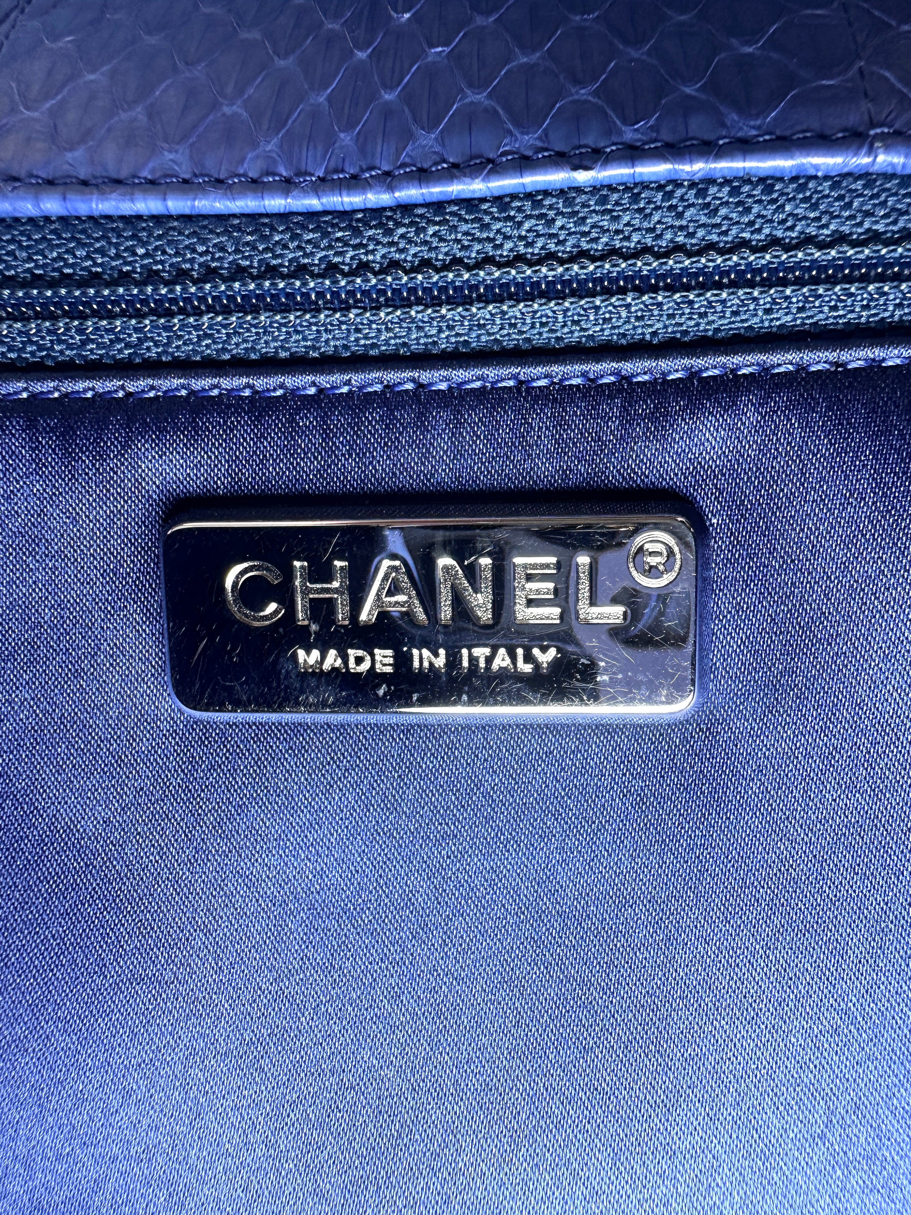 Chanel Classic Flap Blue Python Leather Top Handle Bag(20***93) CC2372