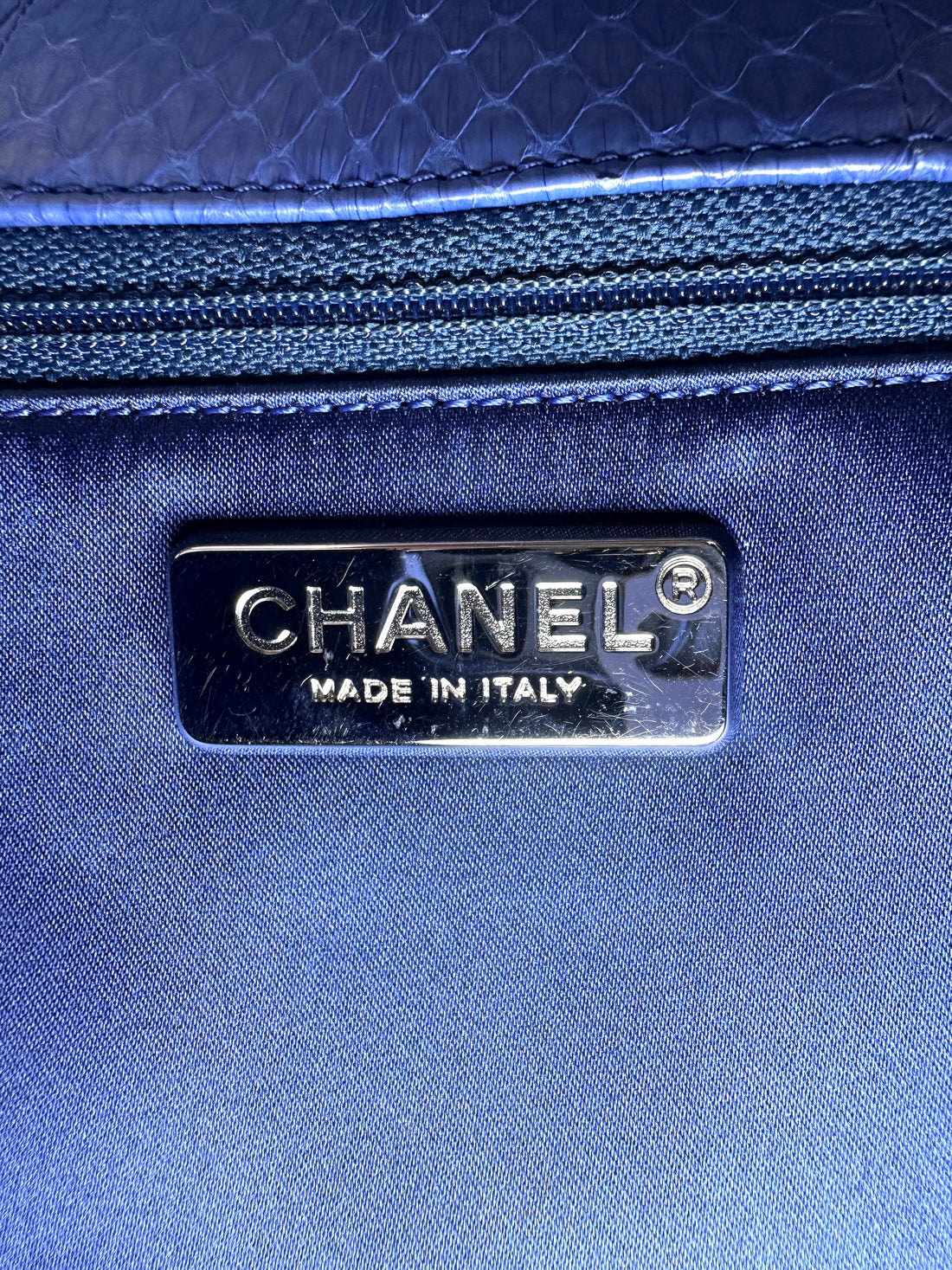 Chanel Classic Flap Blue Python Leather Top Handle Bag(20***93) CC2372