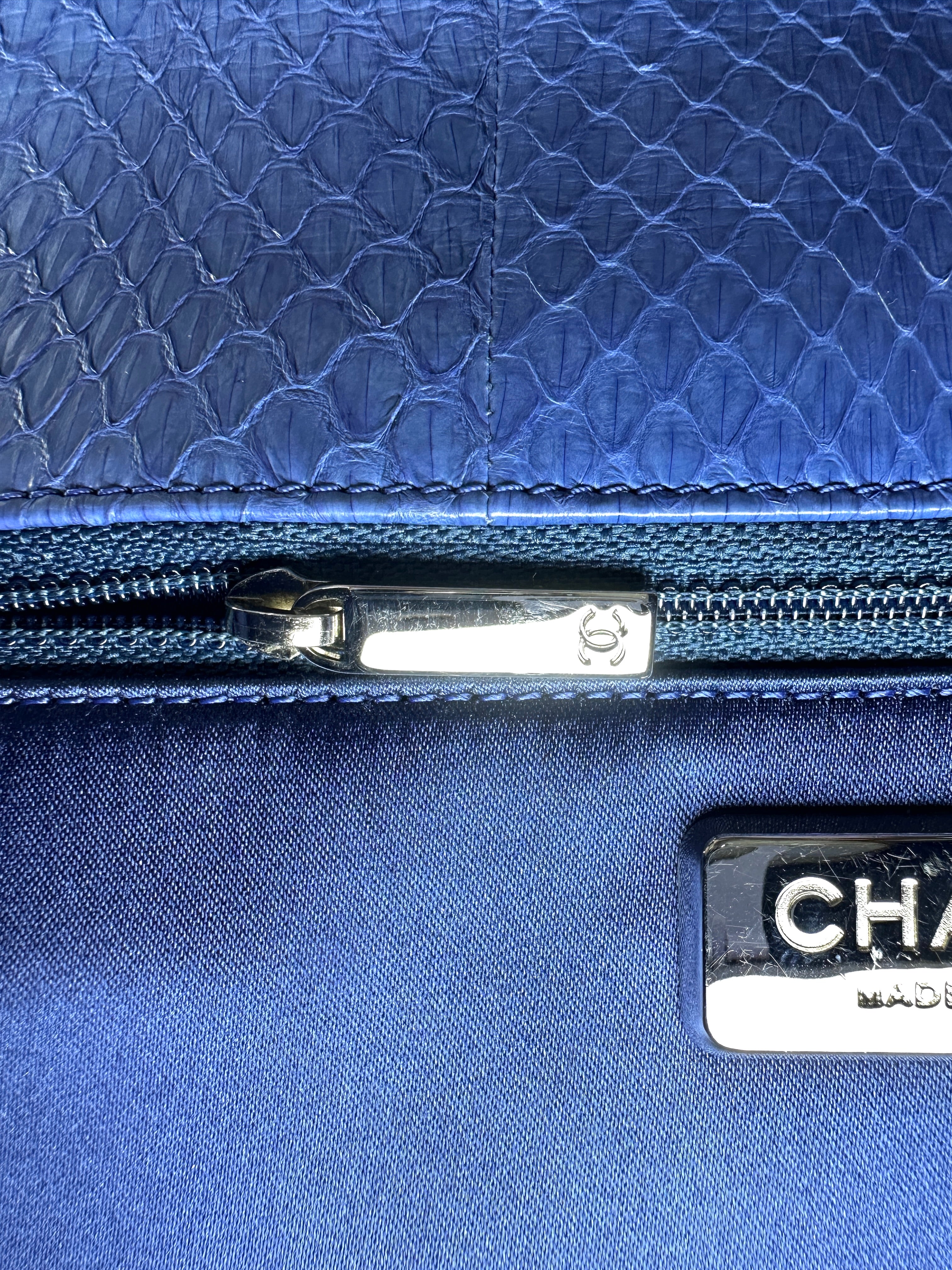 Chanel Classic Flap Blue Python Leather Top Handle Bag(20***93) CC2372