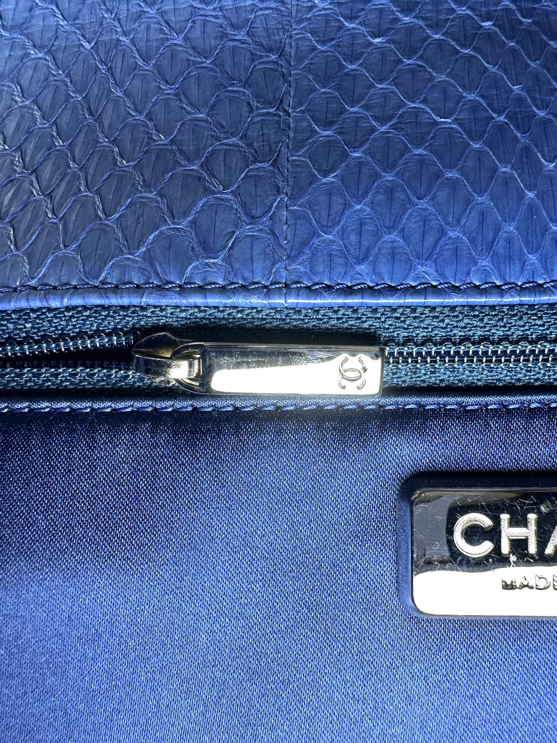 Chanel Classic Flap Blue Python Leather Top Handle Bag(20***93) CC2372