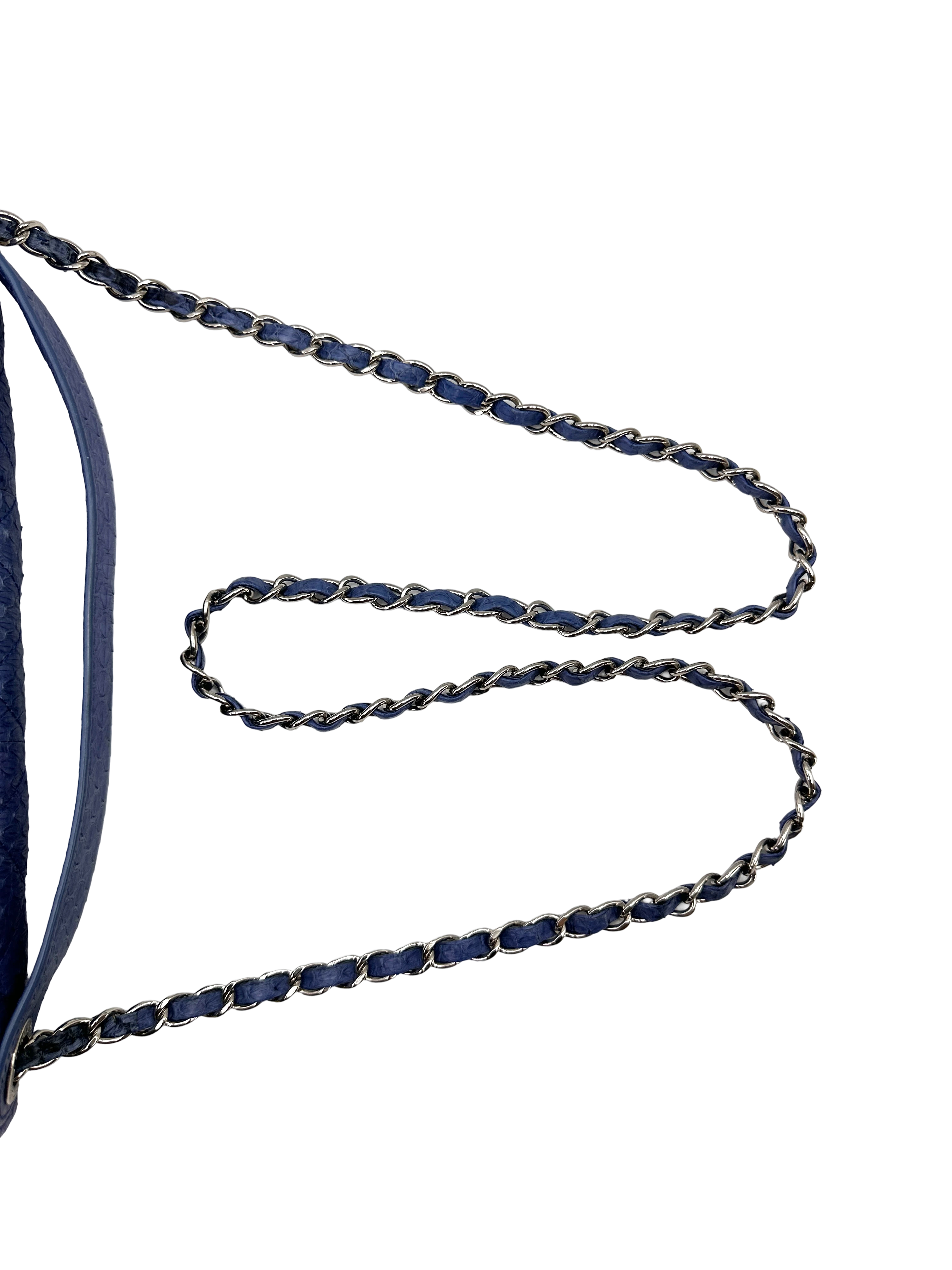 Chanel Classic Flap Blue Python Leather Top Handle Bag(20***93) CC2372
