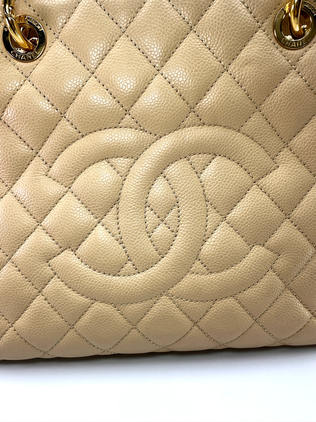 Chanel GST Beige Quilted Leather Handle Bag(15***70) CC2354