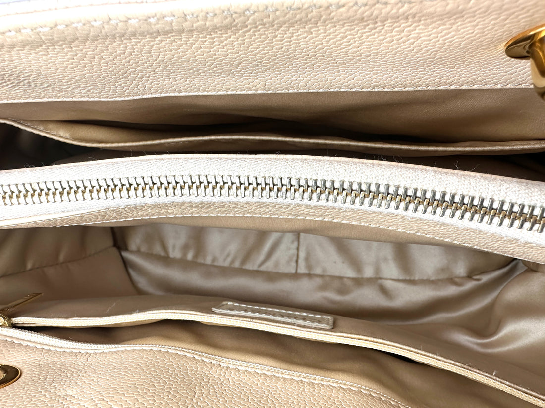 Chanel GST Beige Quilted Leather Handle Bag(15***70) CC2354