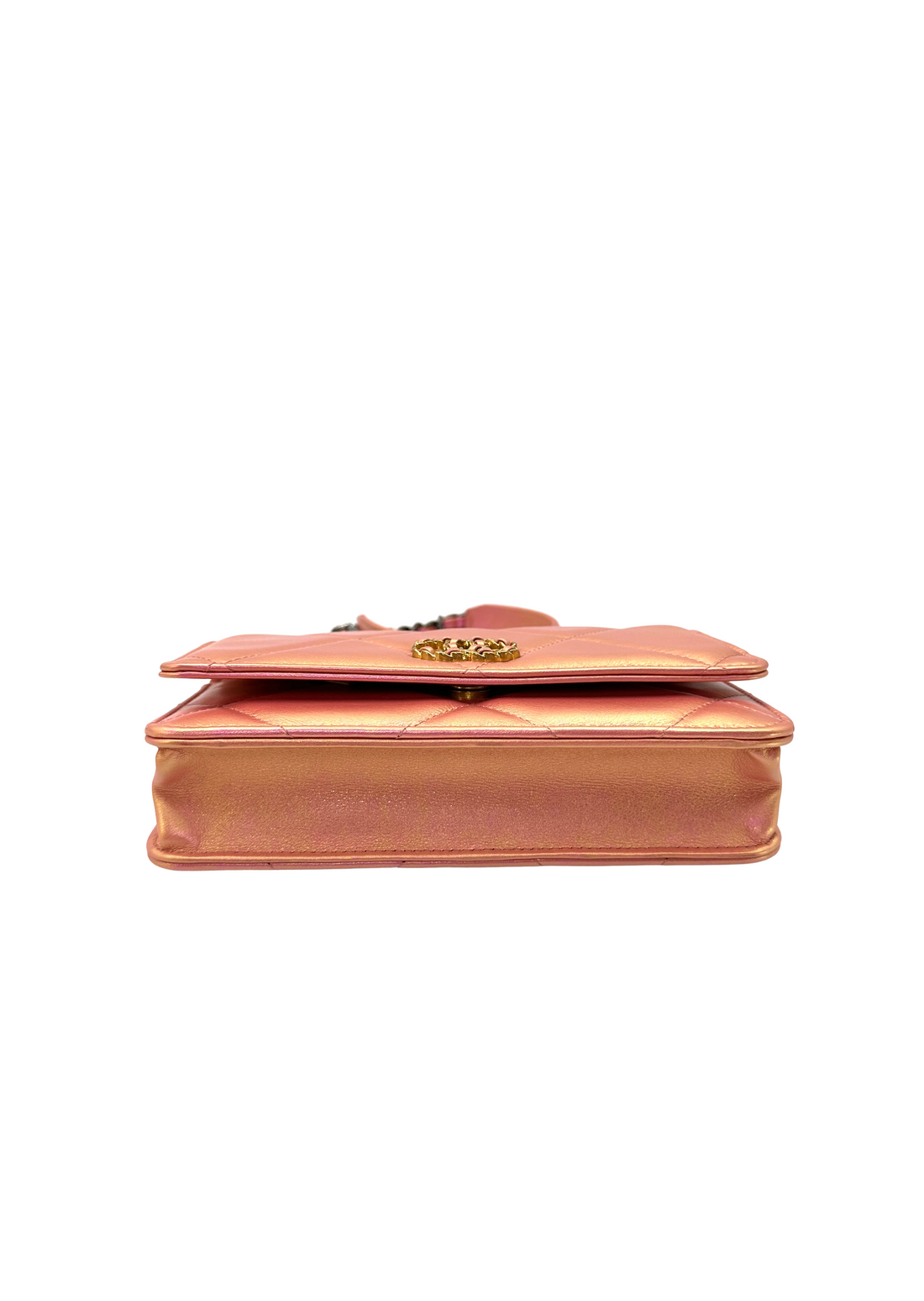 Chanel 19Bag Iridescent Pink Quilted Leather Wallet On Chain(31***48) CC2342