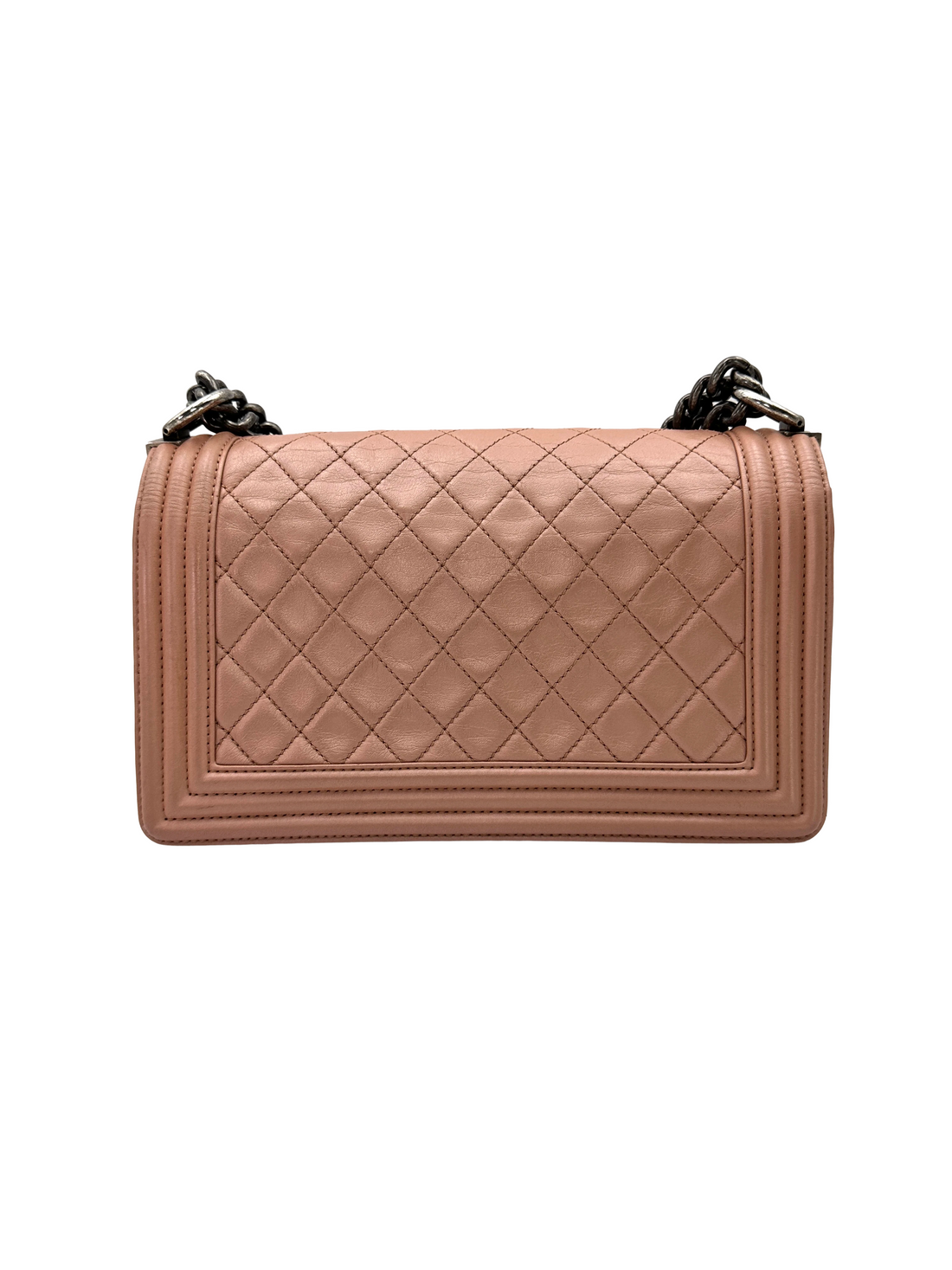 Chanel LeBoy Pink Quilted Leather Medium Size Flap Bag With Silver Buckle(20***02) CC2345
