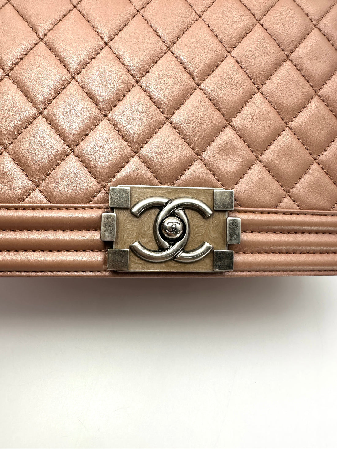 Chanel LeBoy Pink Quilted Leather Medium Size Flap Bag With Silver Buckle(20***02) CC2345