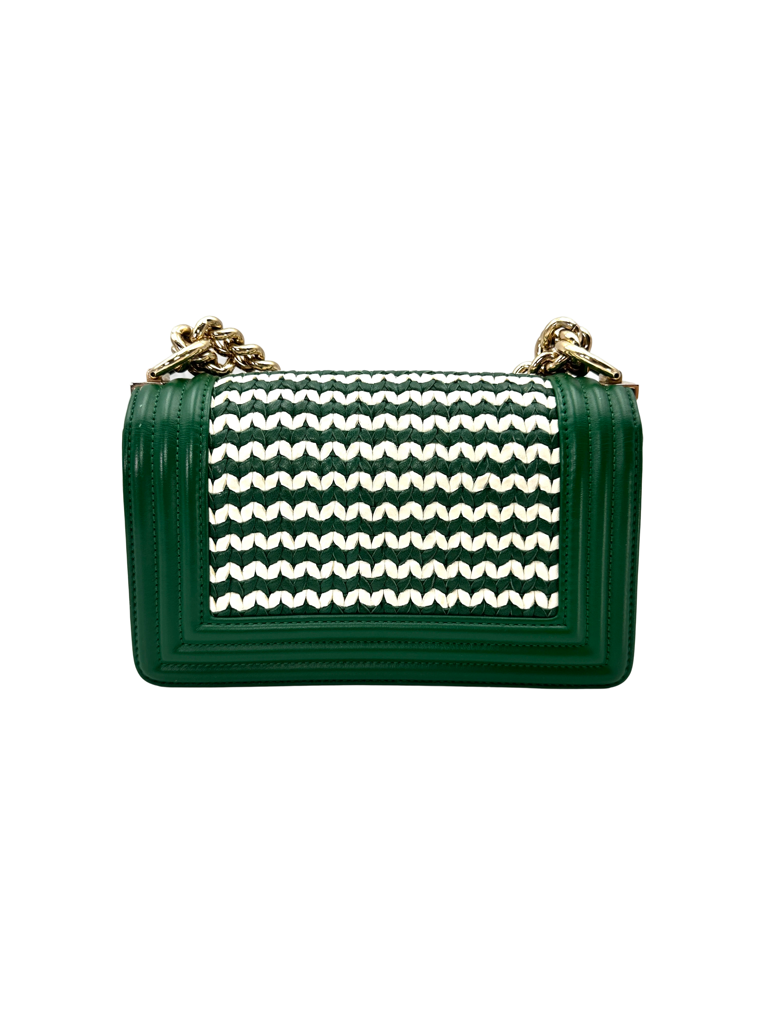 Chanel LeBoy Green Woven Knit Small Size Flap Bag With Gold Buckle(26***44) CC2344