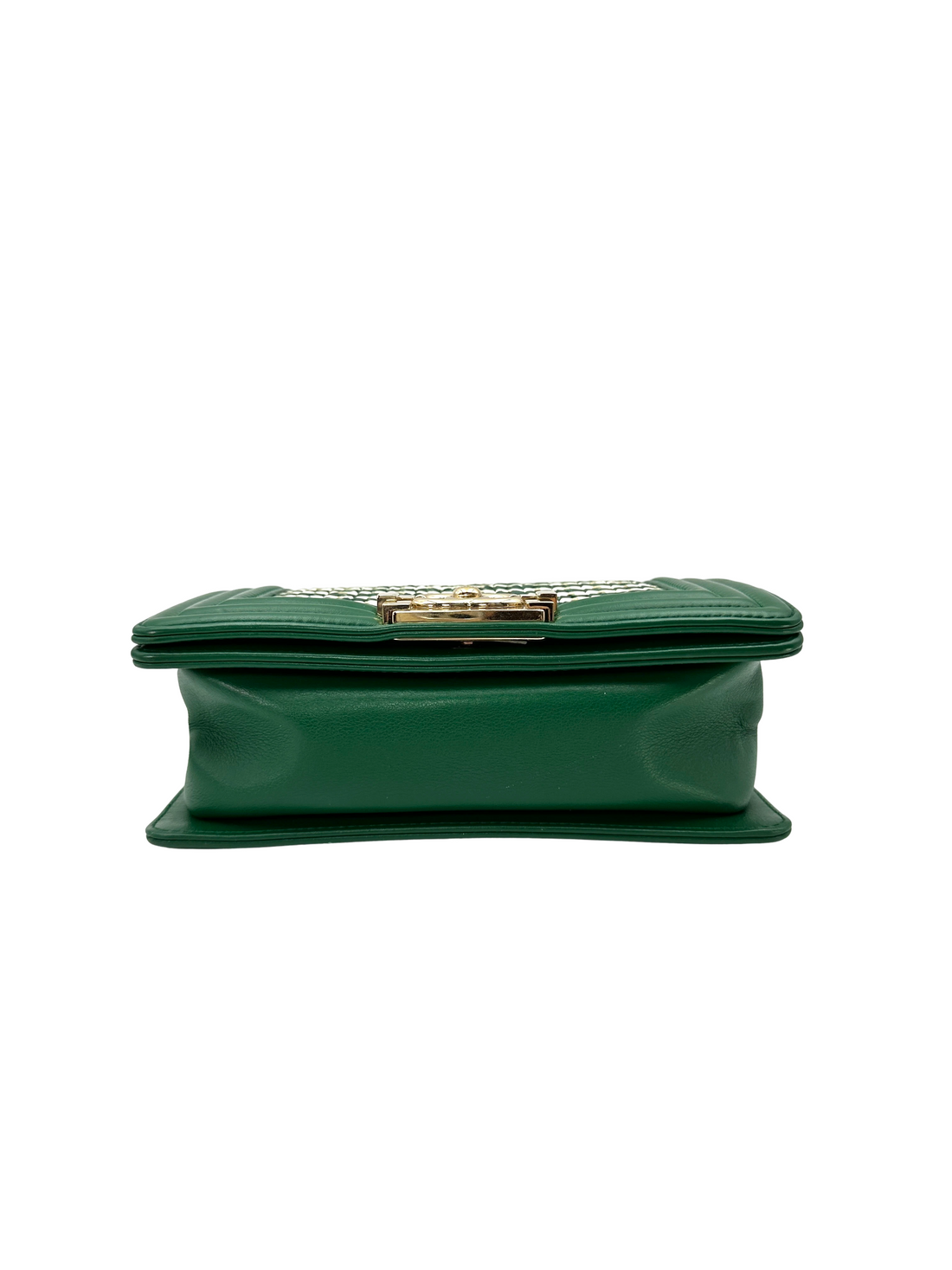 Chanel LeBoy Green Woven Knit Small Size Flap Bag With Gold Buckle(26***44) CC2344
