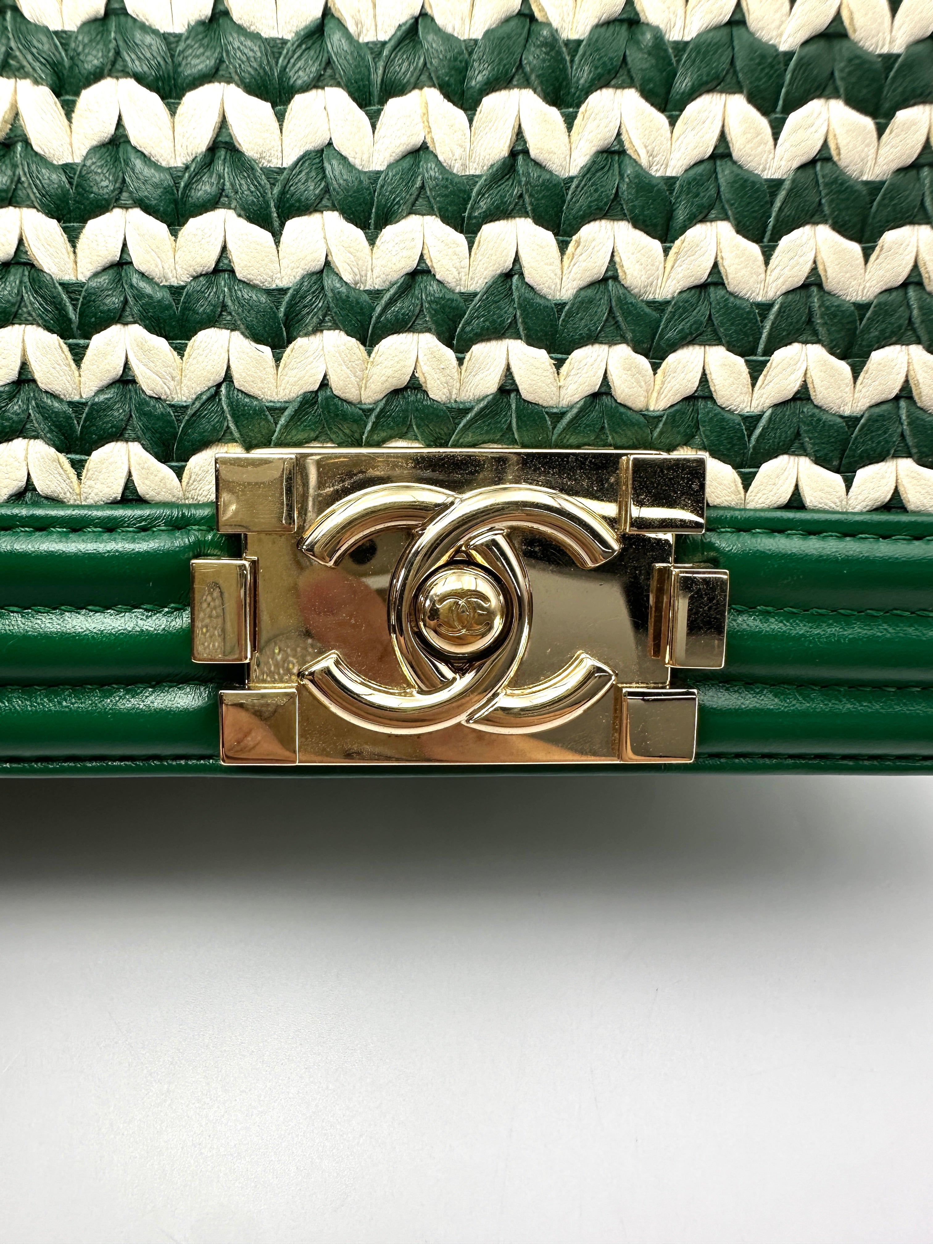 Chanel LeBoy Green Woven Knit Small Size Flap Bag With Gold Buckle(26***44) CC2344