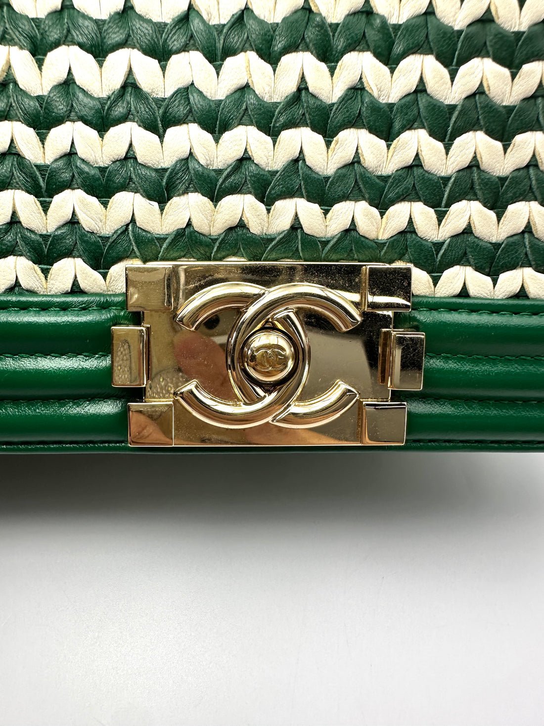 Chanel LeBoy Green Woven Knit Small Size Flap Bag With Gold Buckle(26***44) CC2344
