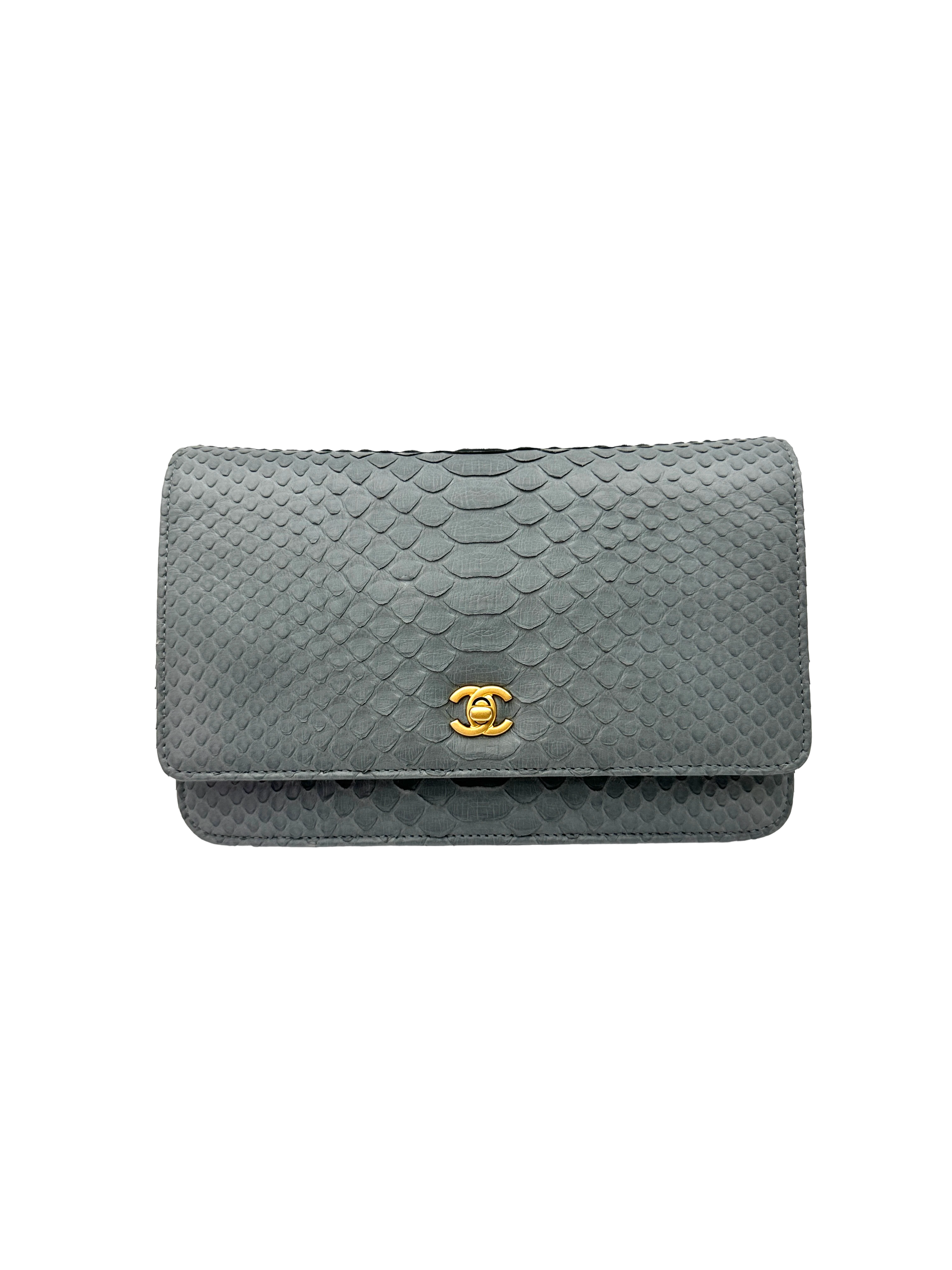 Chanel Blue Python Leather Wallet On Chain(25***08) CC2370