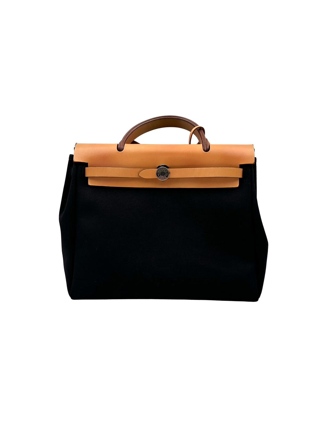 Hermes Herbag31 Black Toile Canvas Handle Bag HR137