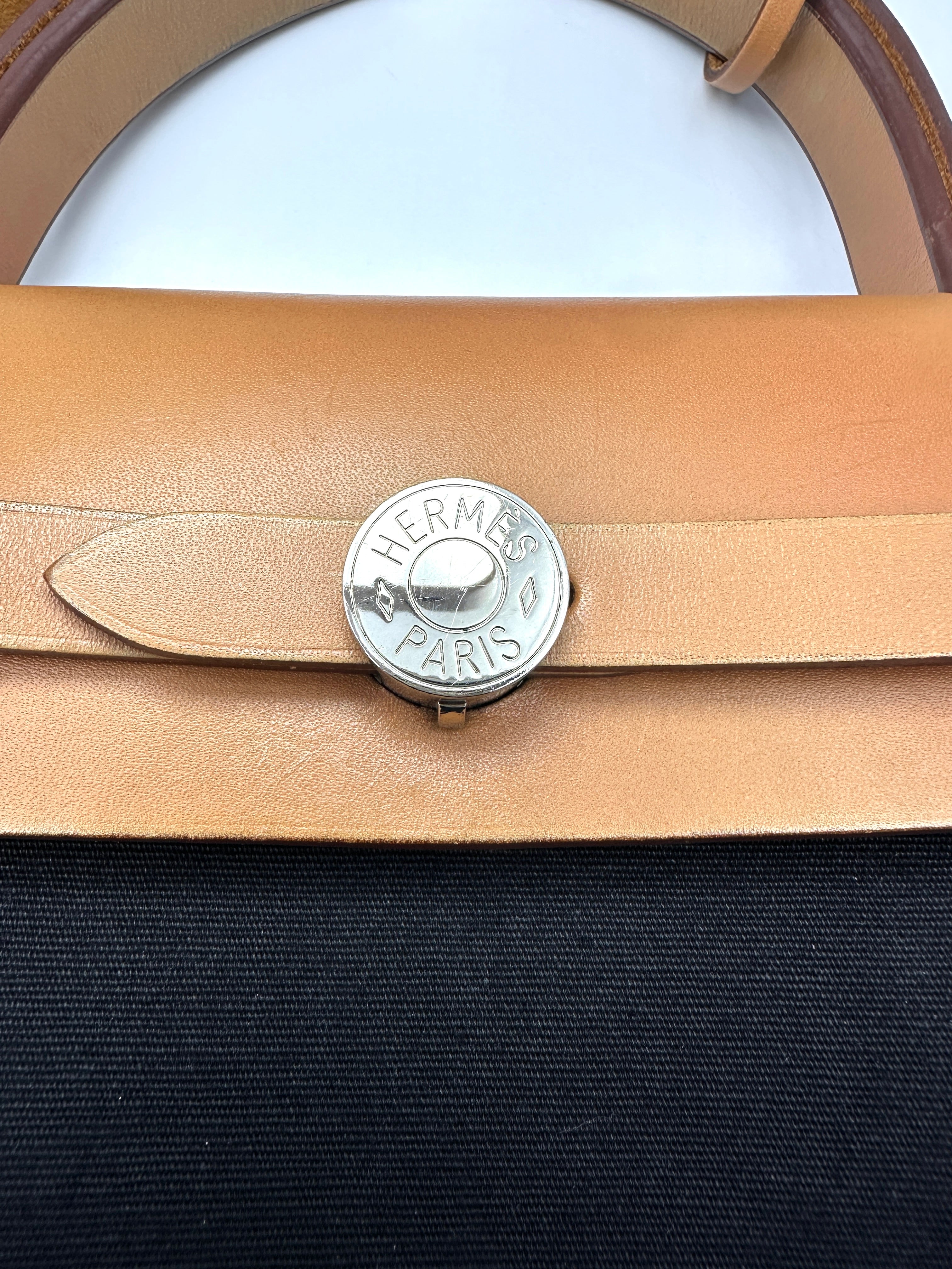 Hermes Herbag31 Black Toile Canvas Handle Bag HR137