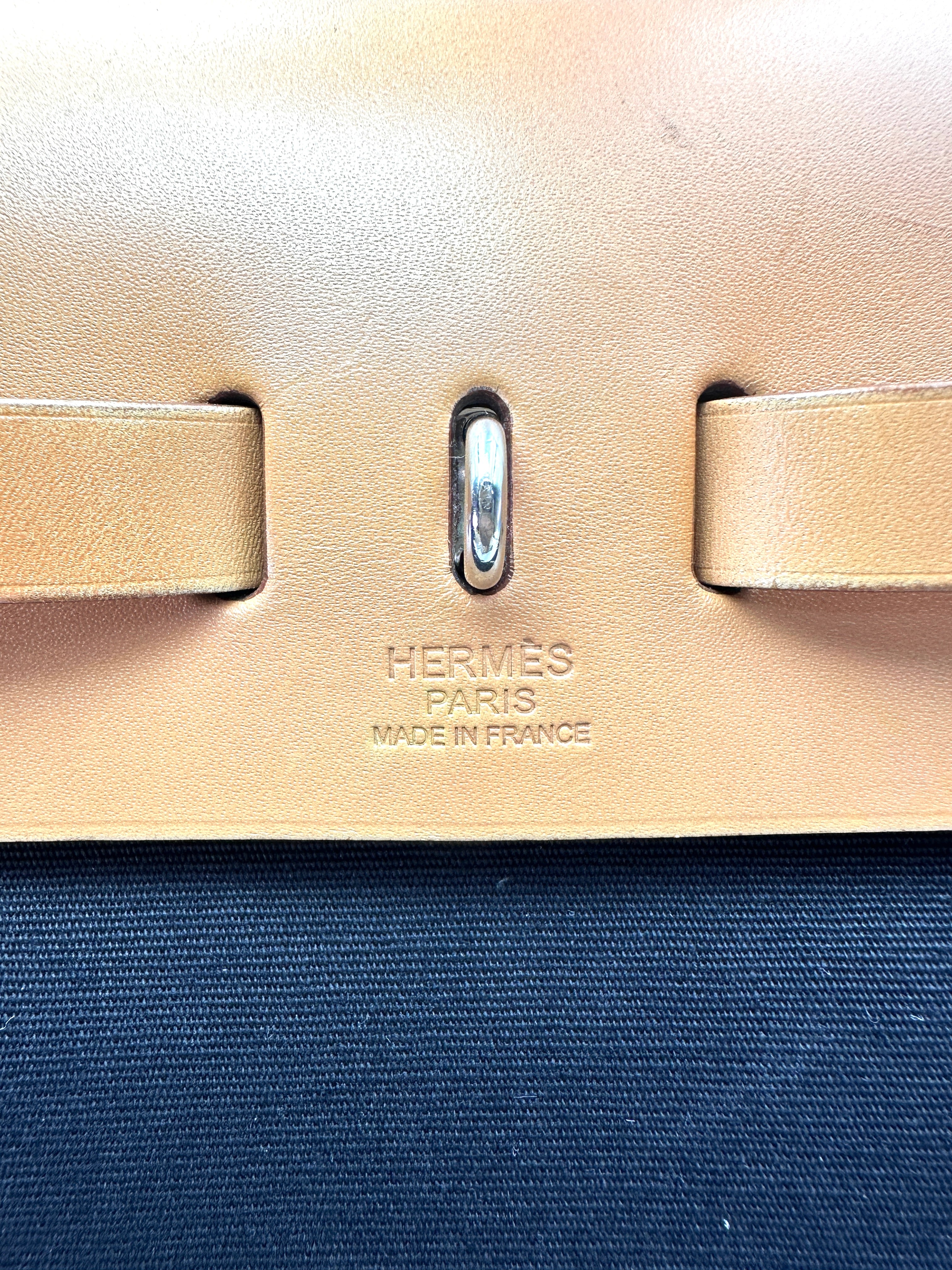 Hermes Herbag31 Black Toile Canvas Handle Bag HR137