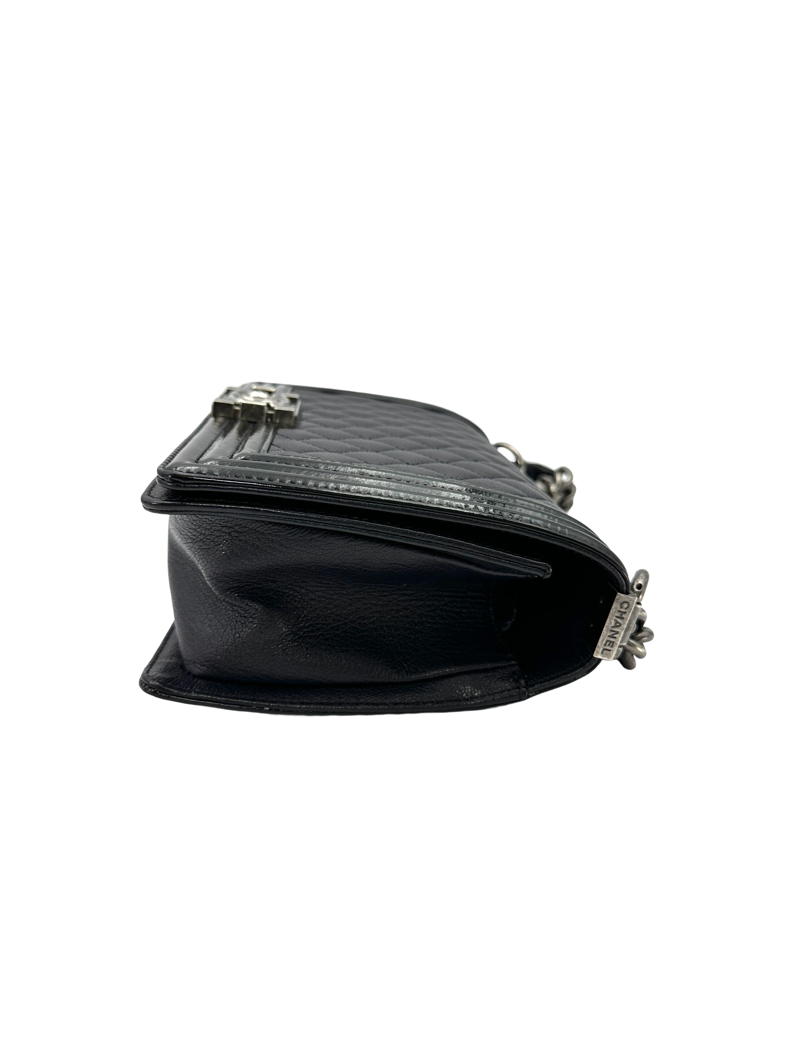 Chanel LeBoy Navy Quilted Leather Flap Bag With Silver Buckle(21***55) CC2348