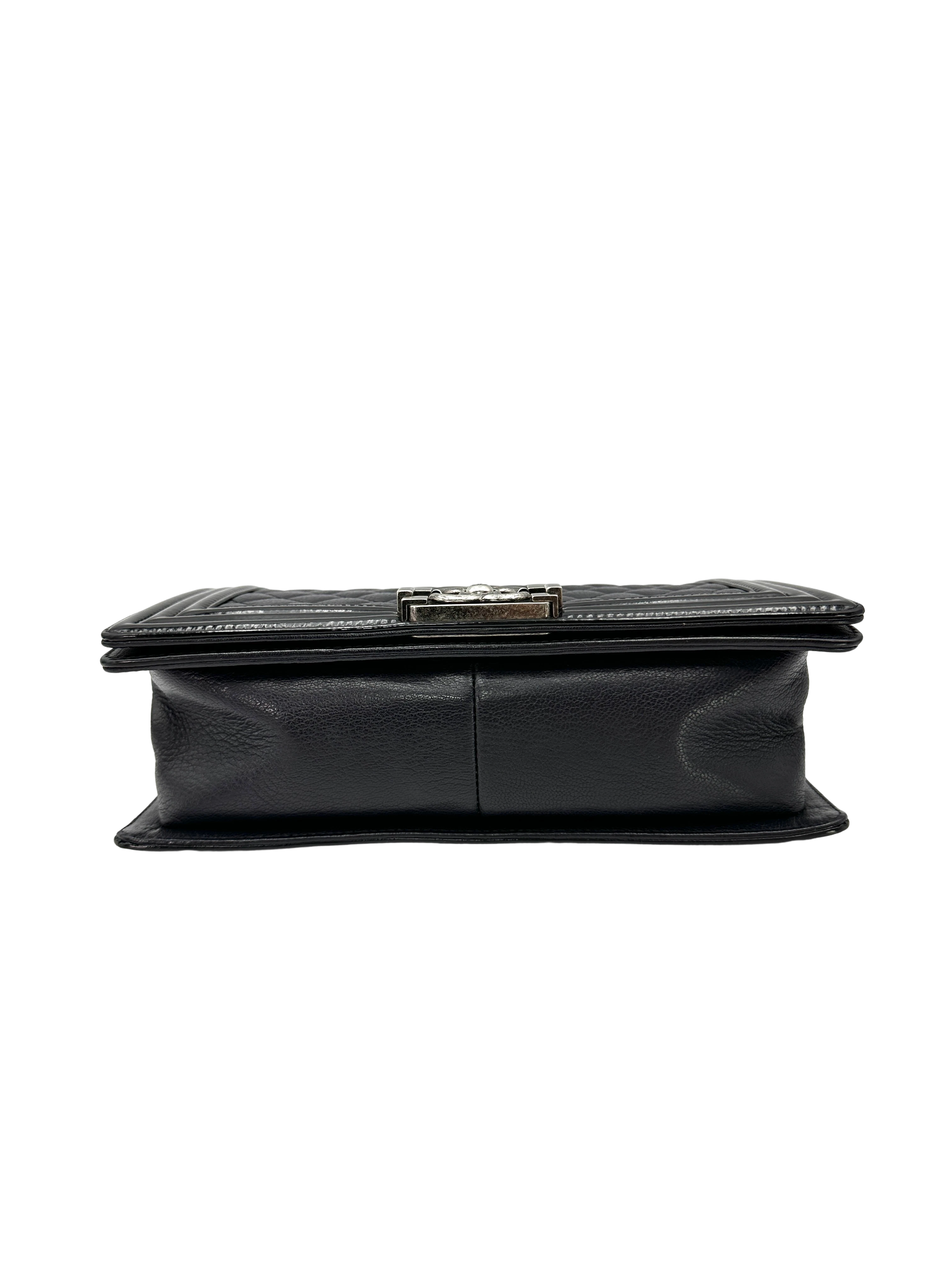 Chanel LeBoy Navy Quilted Leather Flap Bag With Silver Buckle(21***55) CC2348