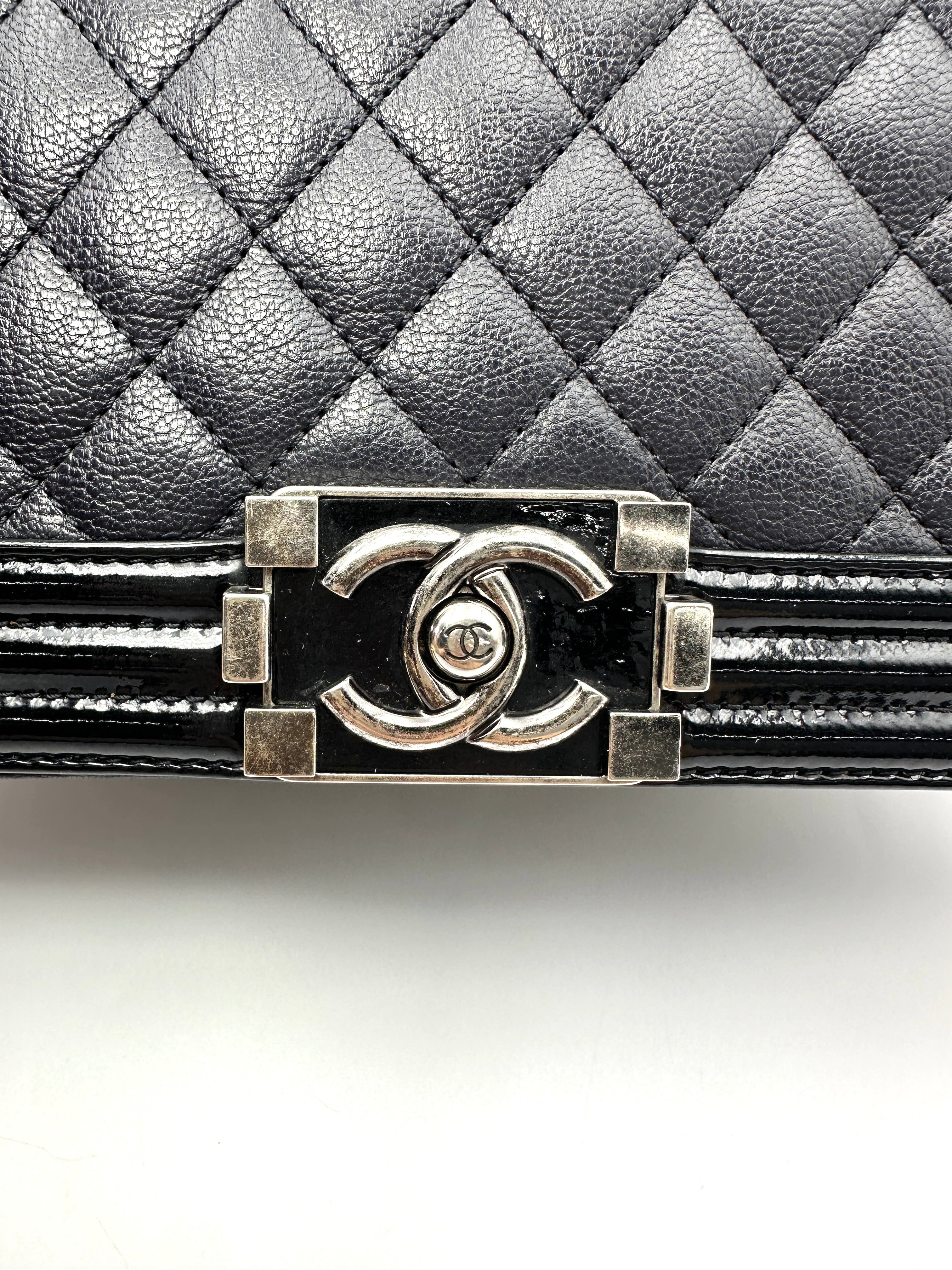 Chanel LeBoy Navy Quilted Leather Flap Bag With Silver Buckle(21***55) CC2348