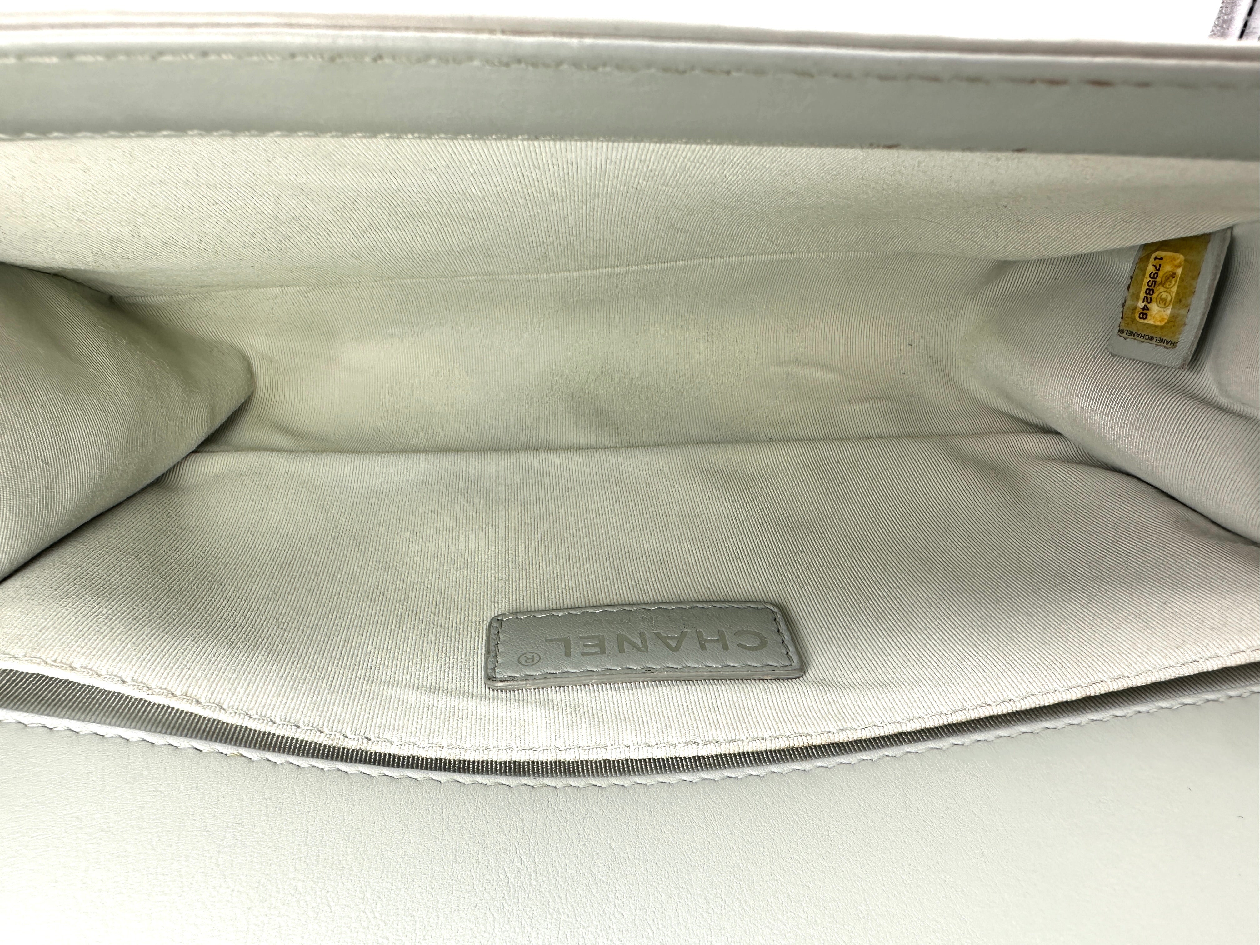Chanel LeBoy Grey Quilted Patent Leather Flap Bag With Silver Buckle(17***48) CC2347