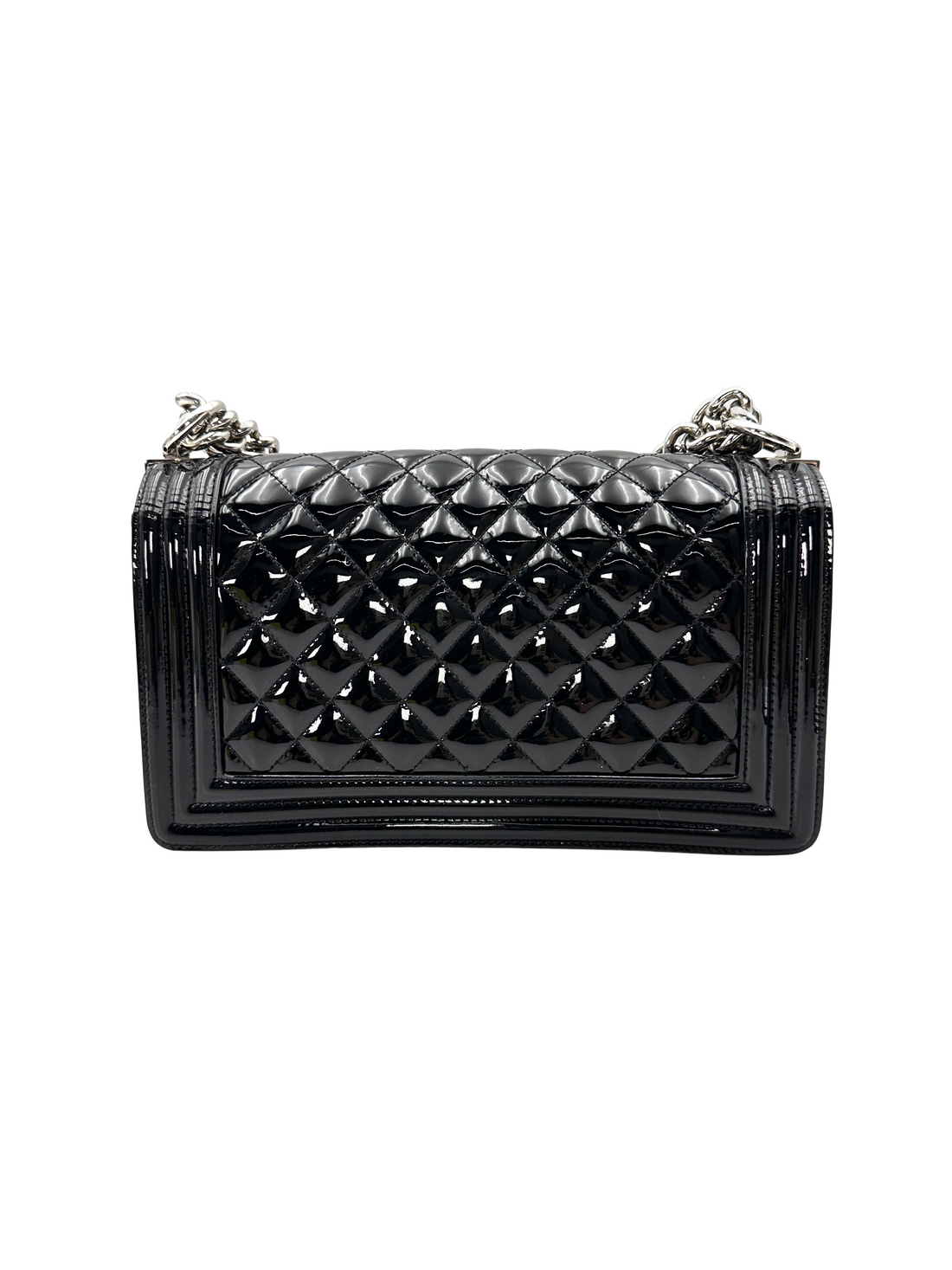 Chanel LeBoy Black Quilted Patent Leather Medium Size Flap Bag(20***34) CC2352