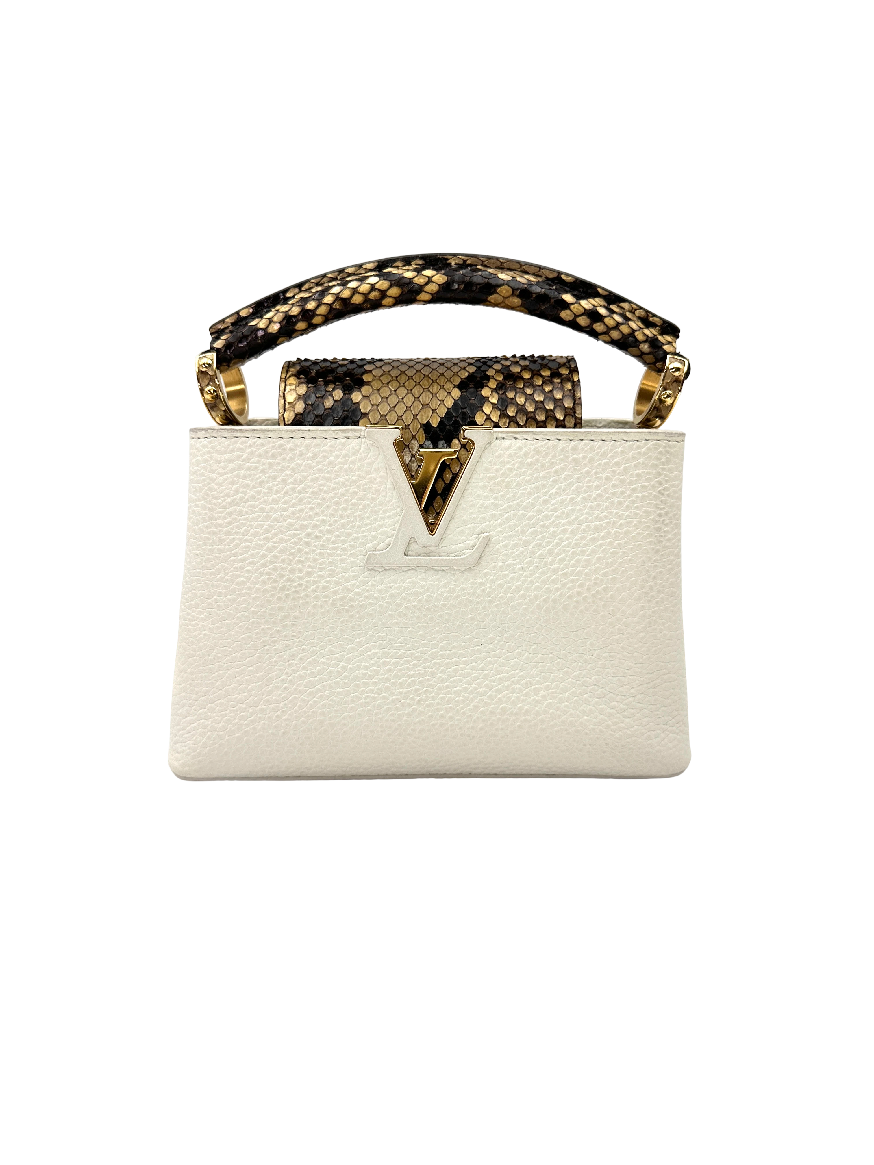 Louis Vuitton Capucines White Taurillon Leather Python Handle Bag LV3164