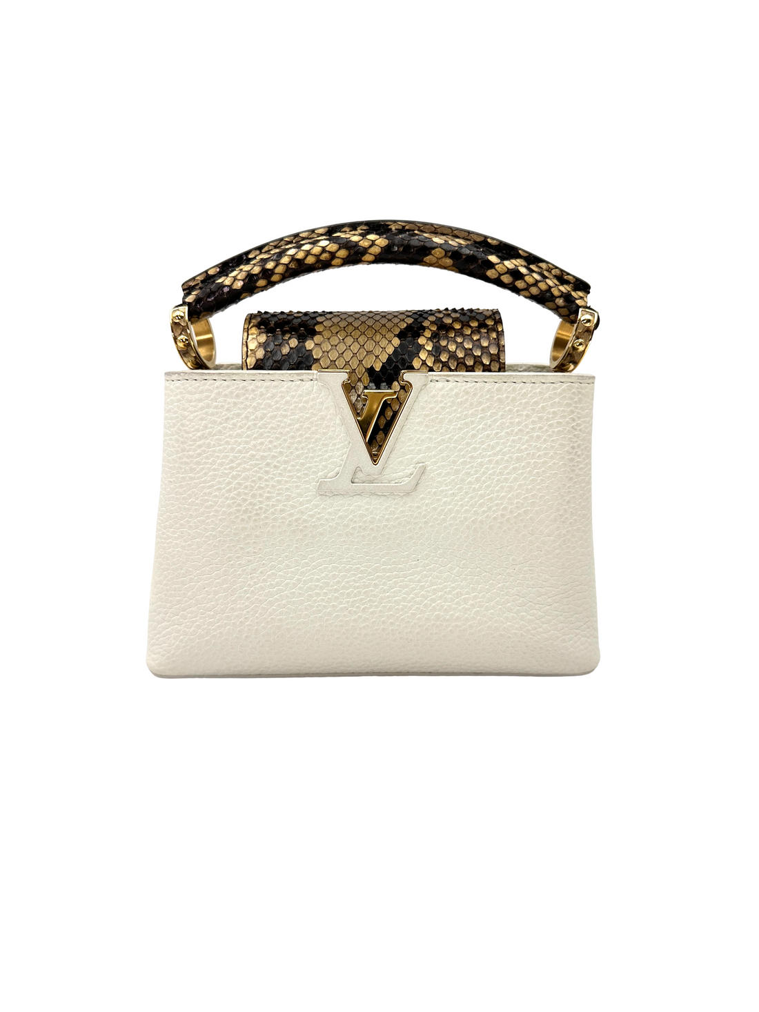 Louis Vuitton Capucines White Taurillon Leather Python Handle Bag LV3164