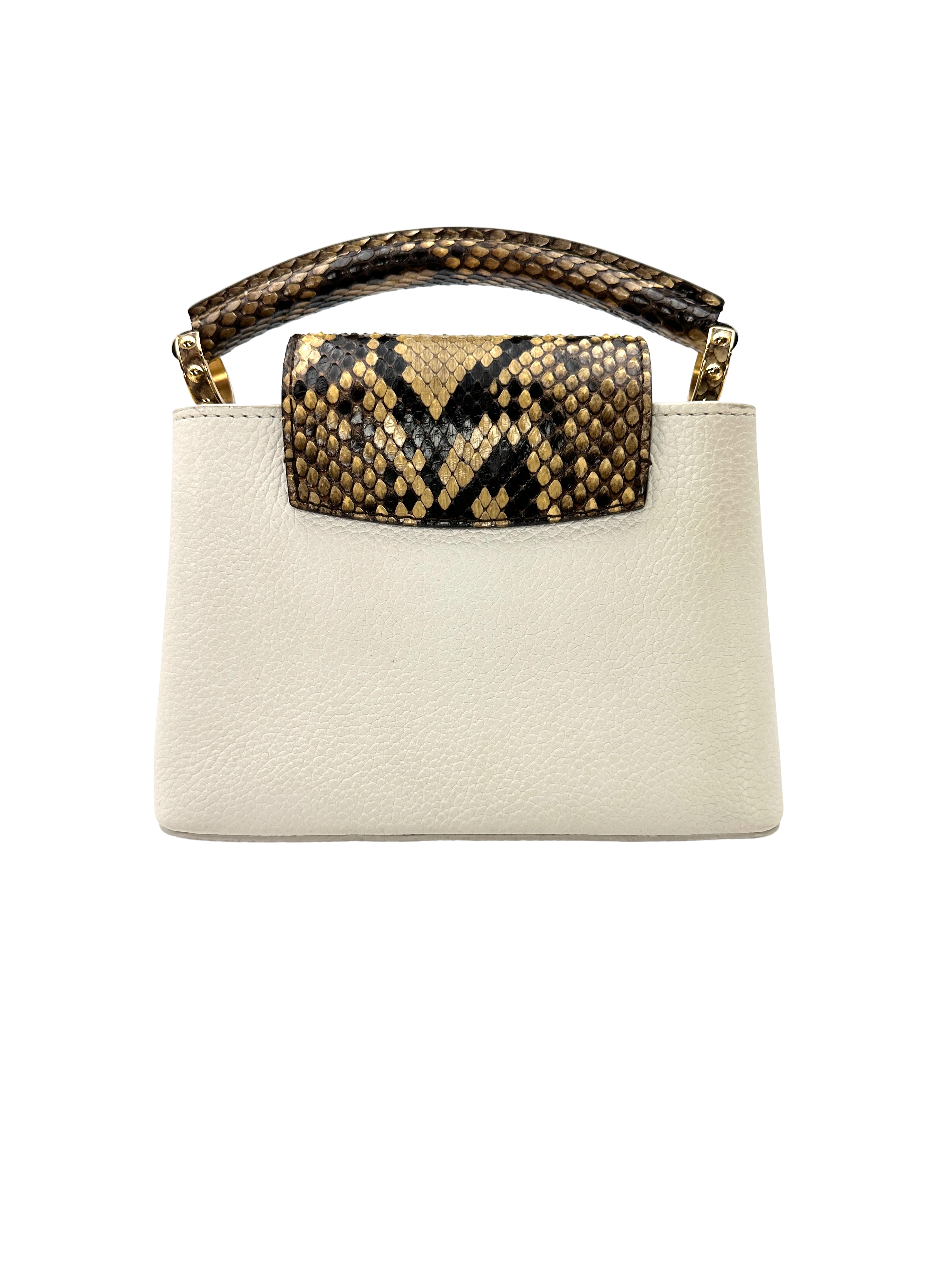 Louis Vuitton Capucines White Taurillon Leather Python Handle Bag LV3164
