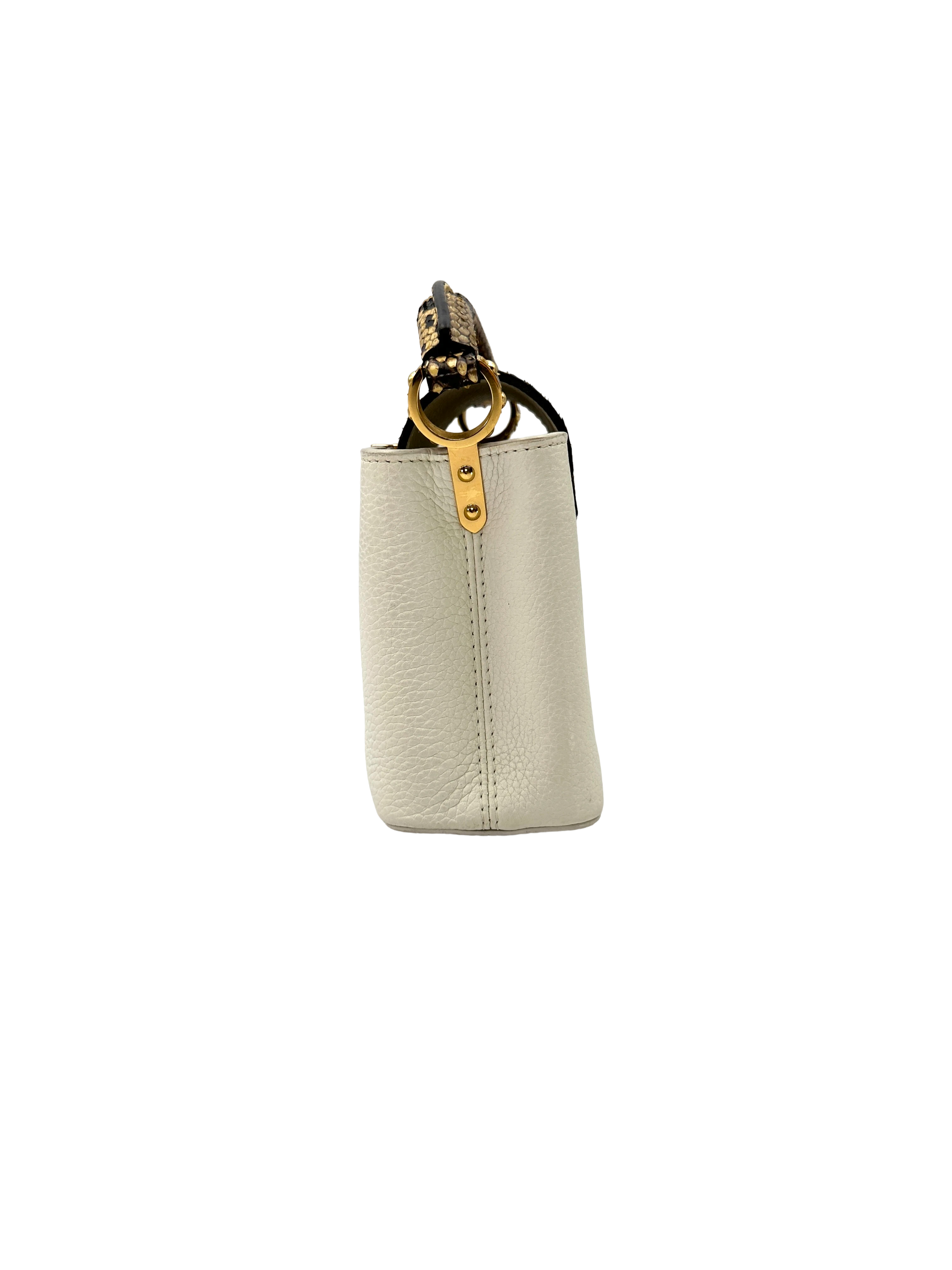 Louis Vuitton Capucines White Taurillon Leather Python Handle Bag LV3164