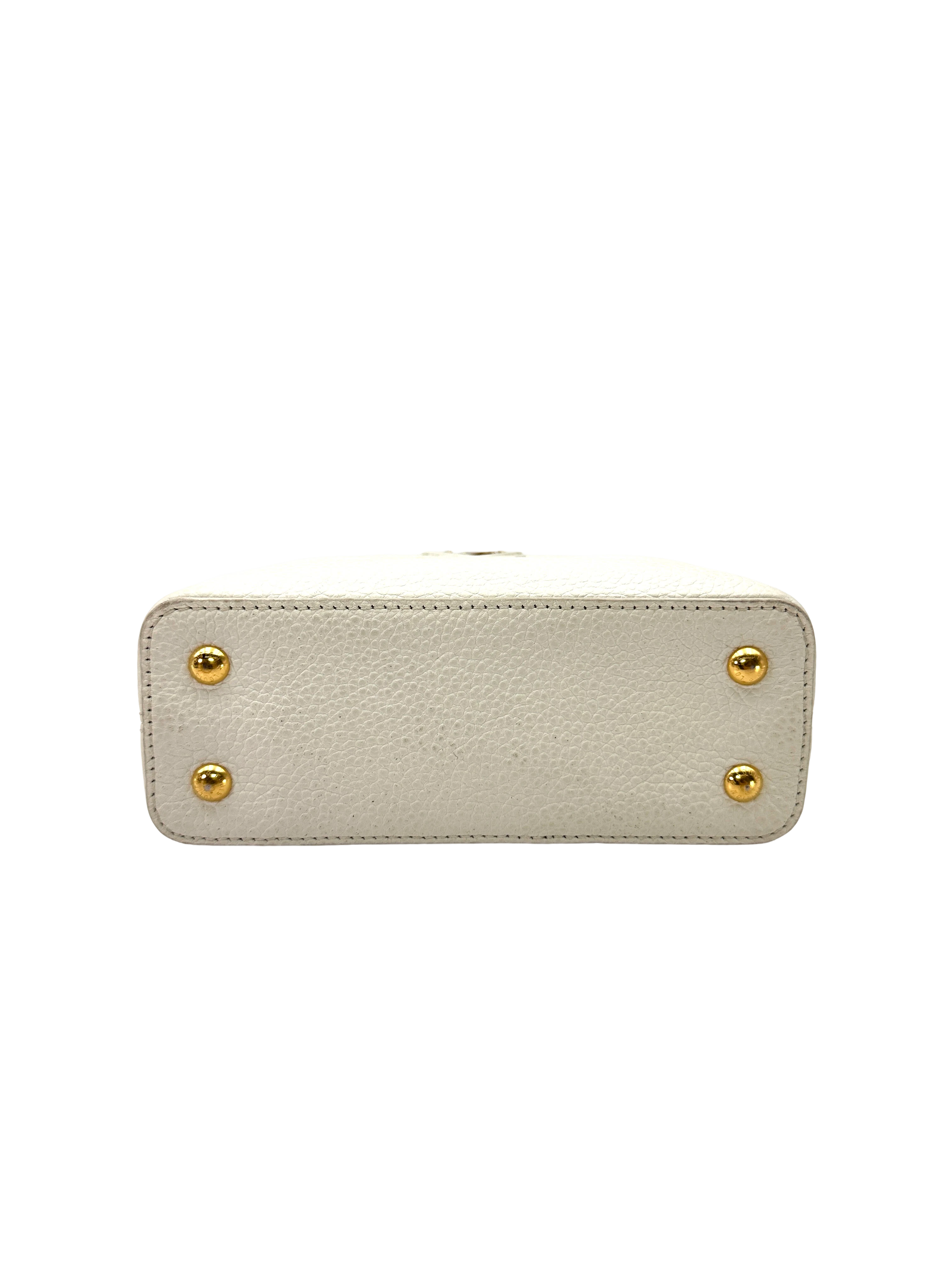Louis Vuitton Capucines White Taurillon Leather Python Handle Bag LV3164