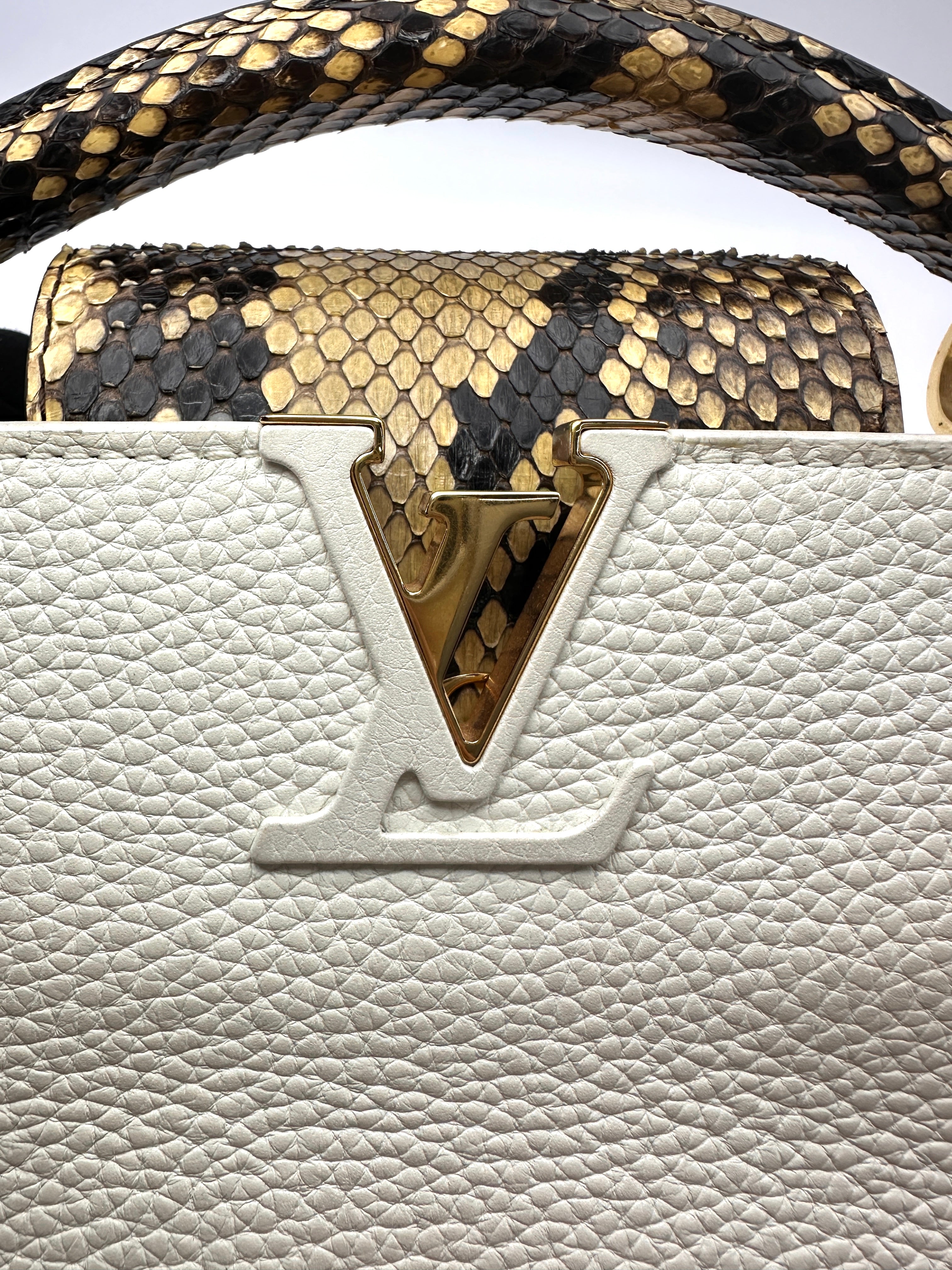 Louis Vuitton Capucines White Taurillon Leather Python Handle Bag LV3164