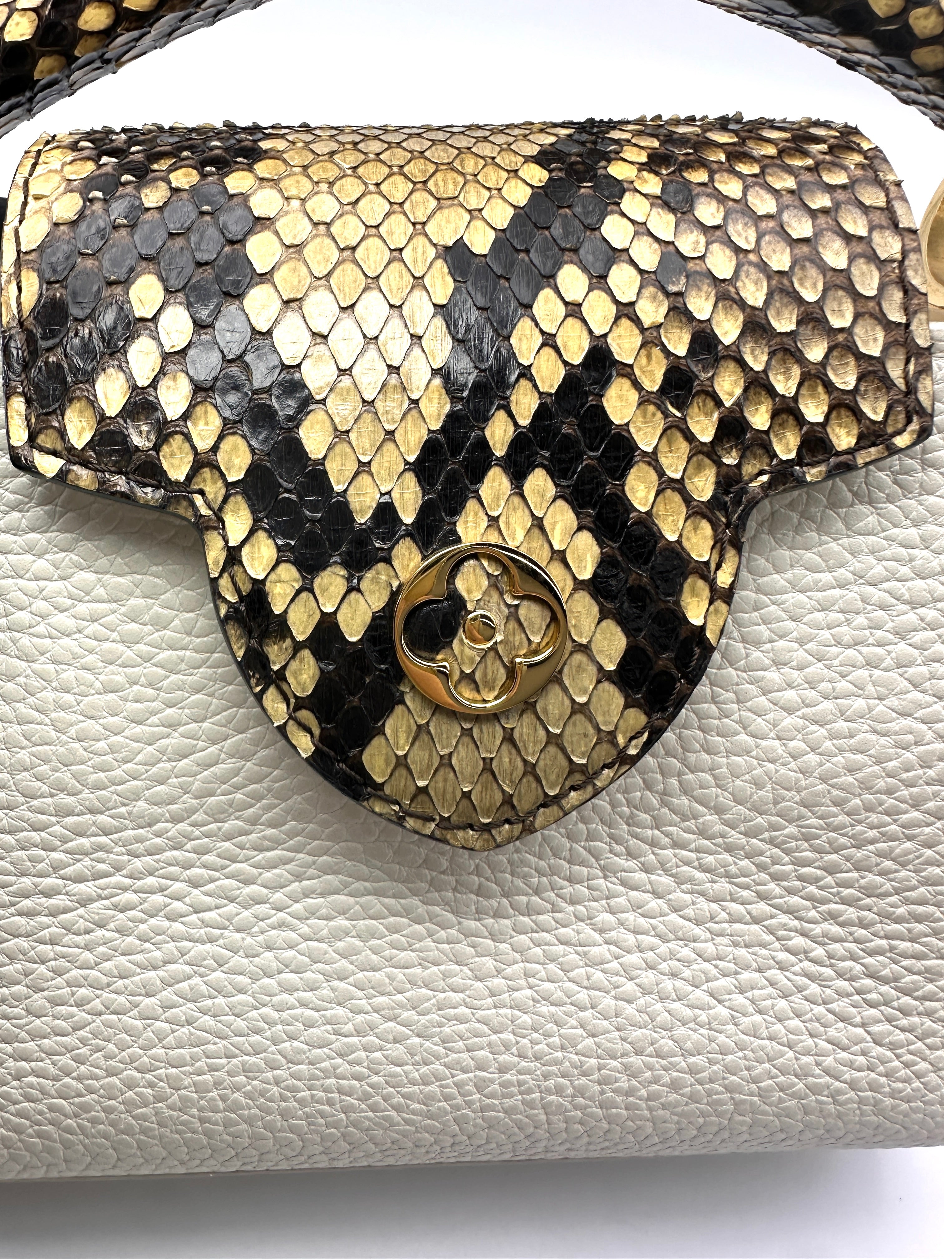 Louis Vuitton Capucines White Taurillon Leather Python Handle Bag LV3164