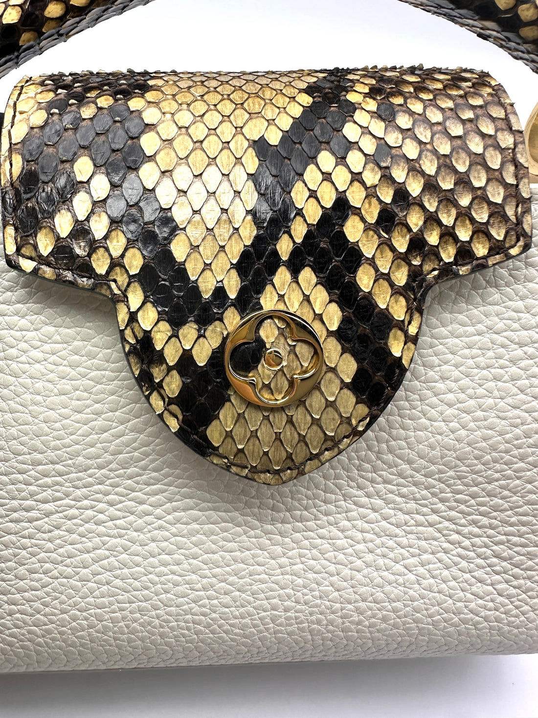Louis Vuitton Capucines White Taurillon Leather Python Handle Bag LV3164