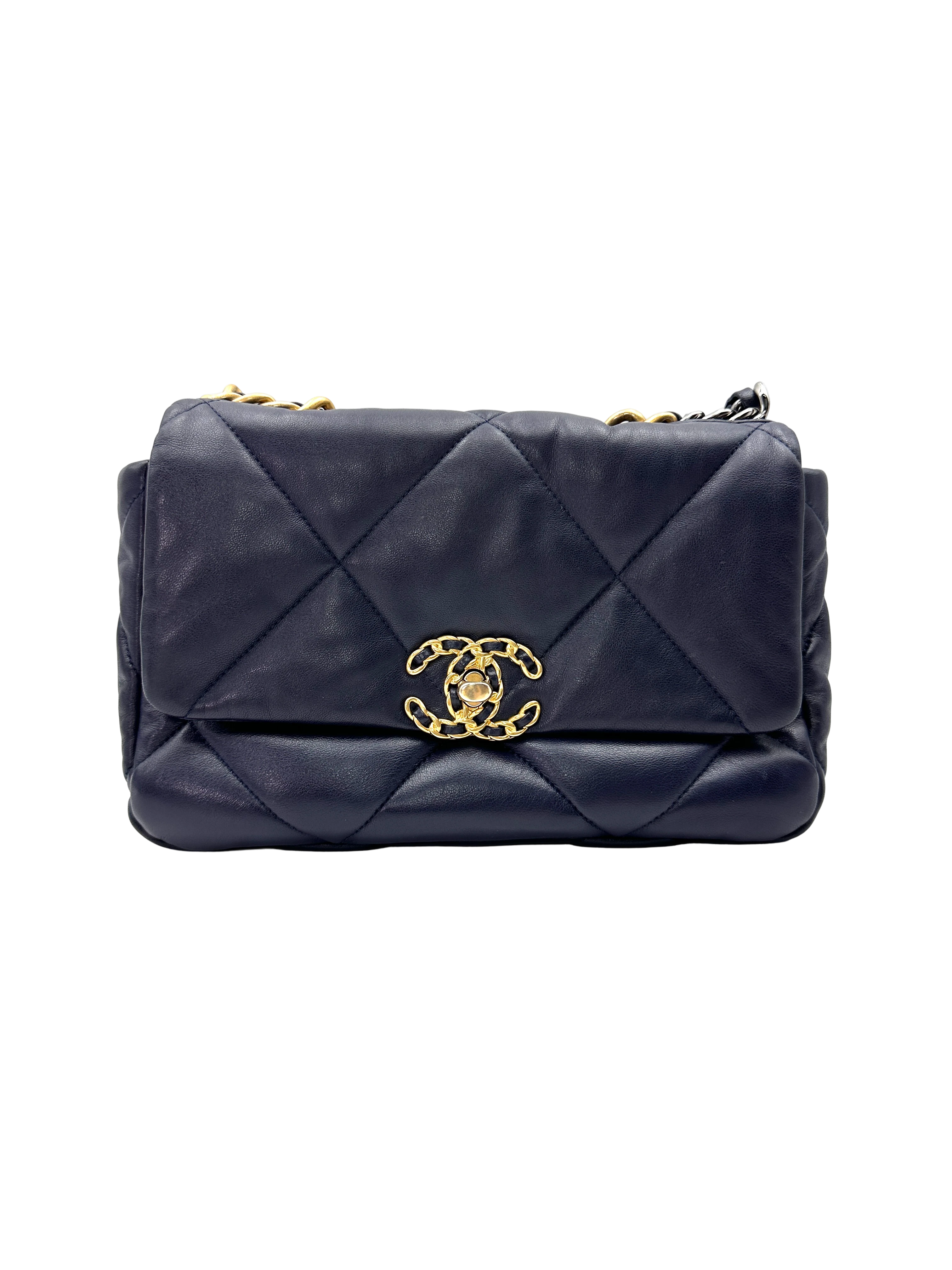 Chanel 19Bag Navy Quilted Leather Small Size Shoulder Bag(31***01) CC2356