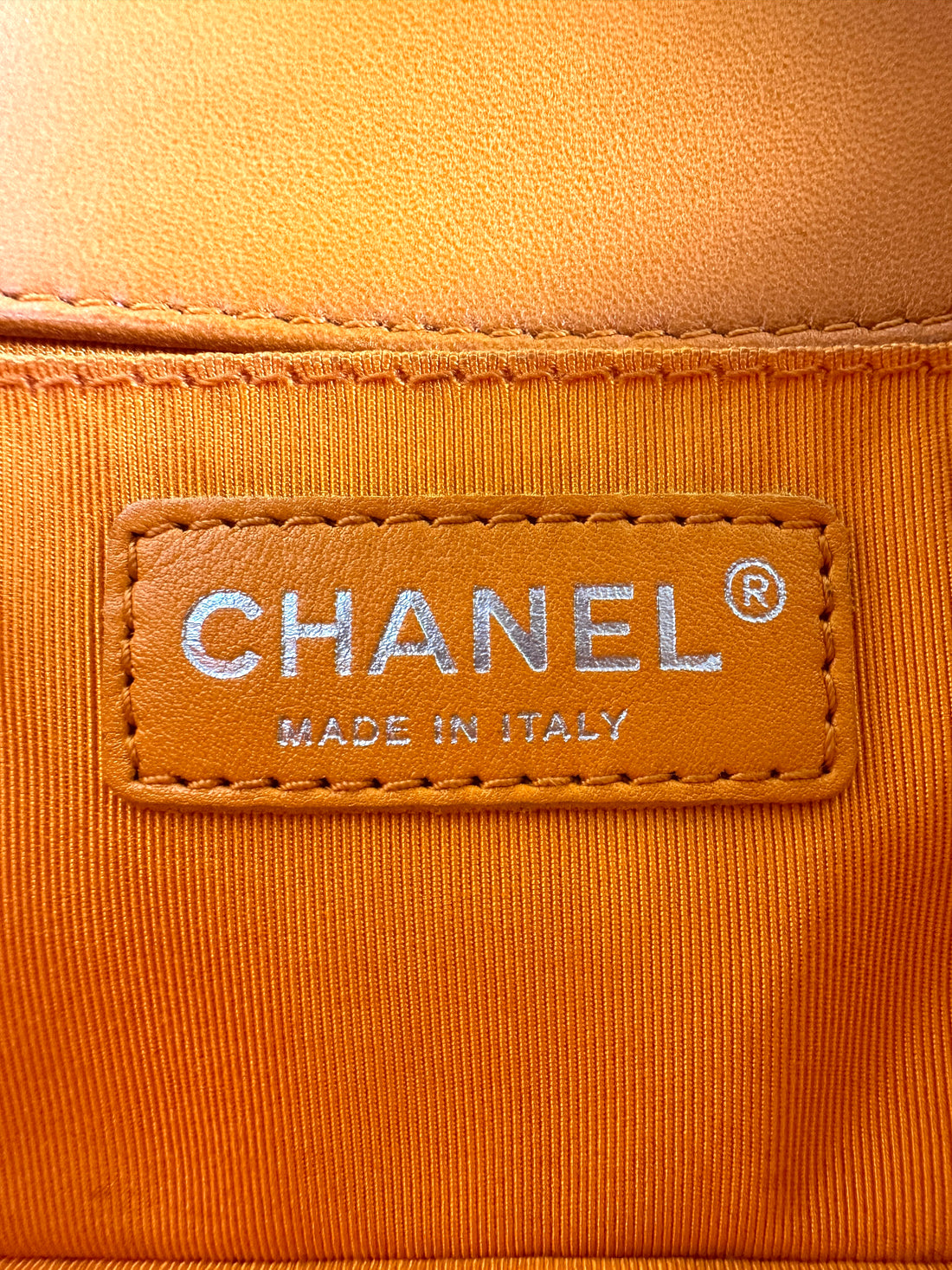 Chanel LeBoy Orange Quilted Lambskin Small Size Flap Bag With Silver Buckle(20***93) CC2343