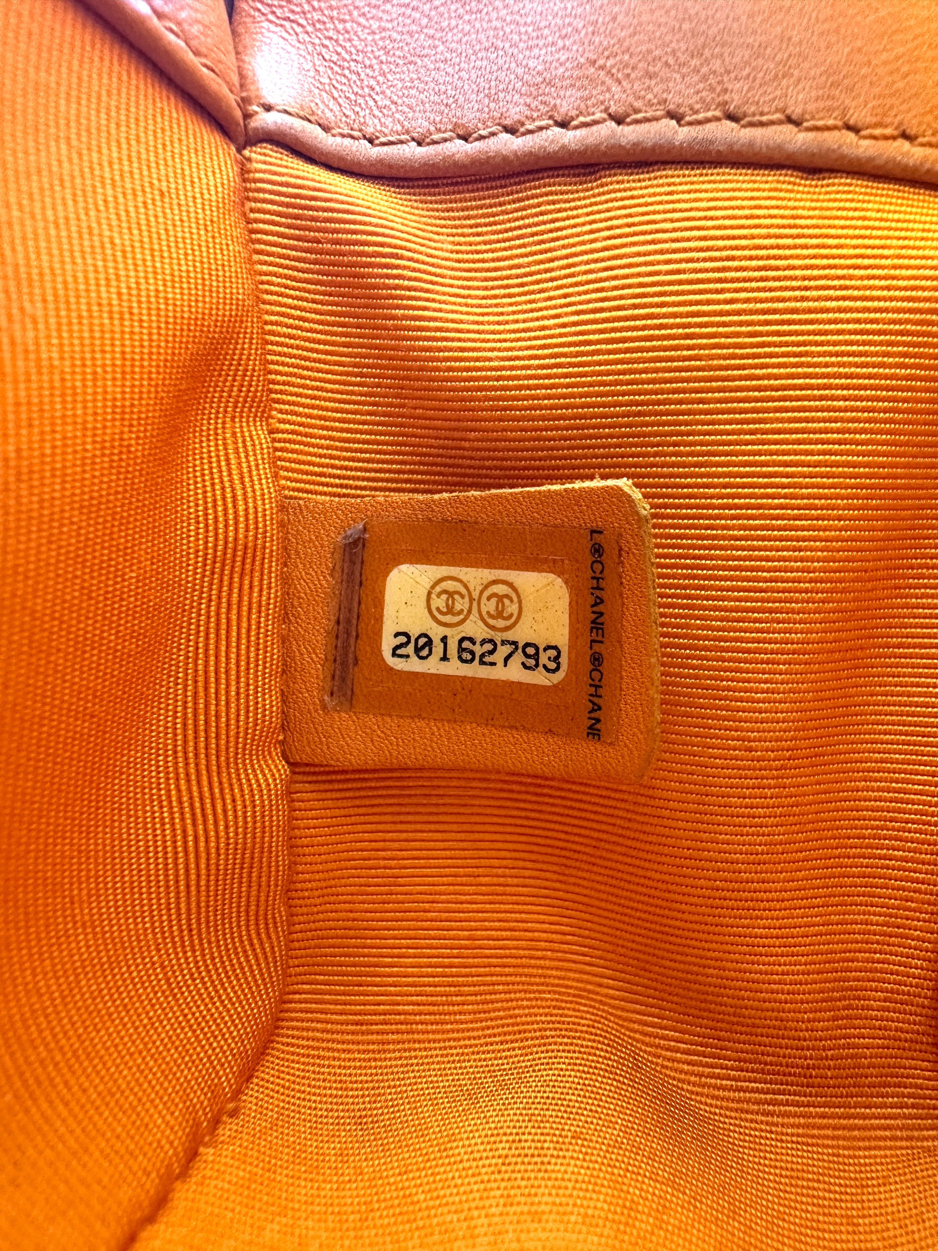 Chanel LeBoy Orange Quilted Lambskin Small Size Flap Bag With Silver Buckle(20***93) CC2343
