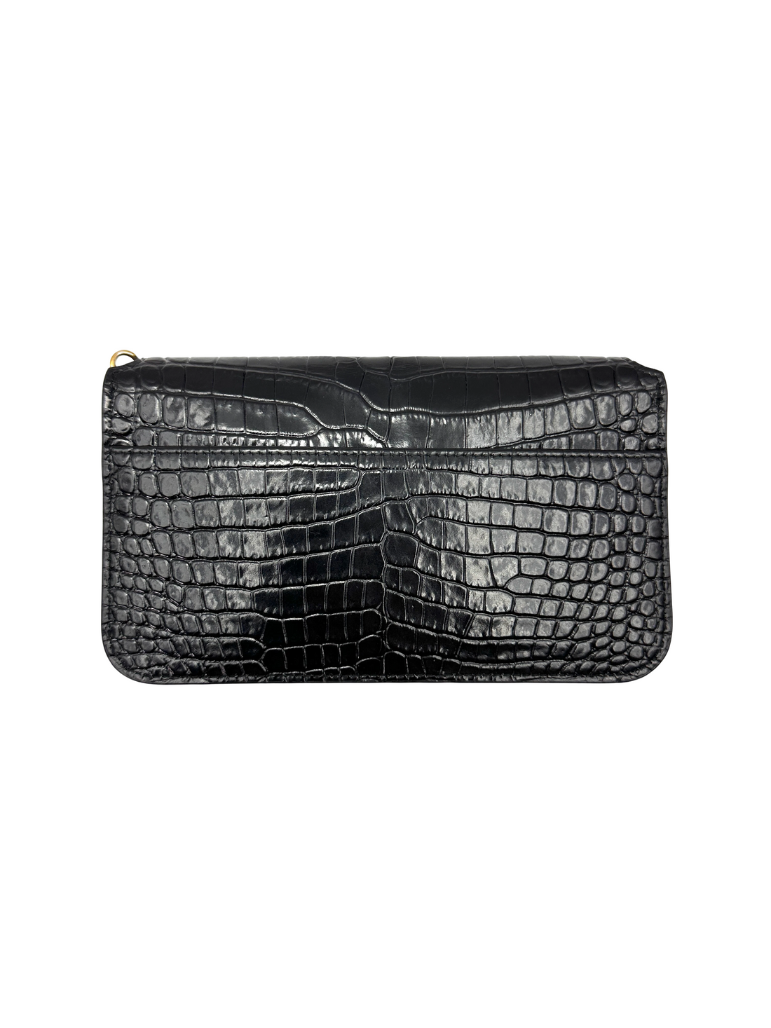 Saint Laurent Black Croc-Embossed Leather Wallet On Chain SL274