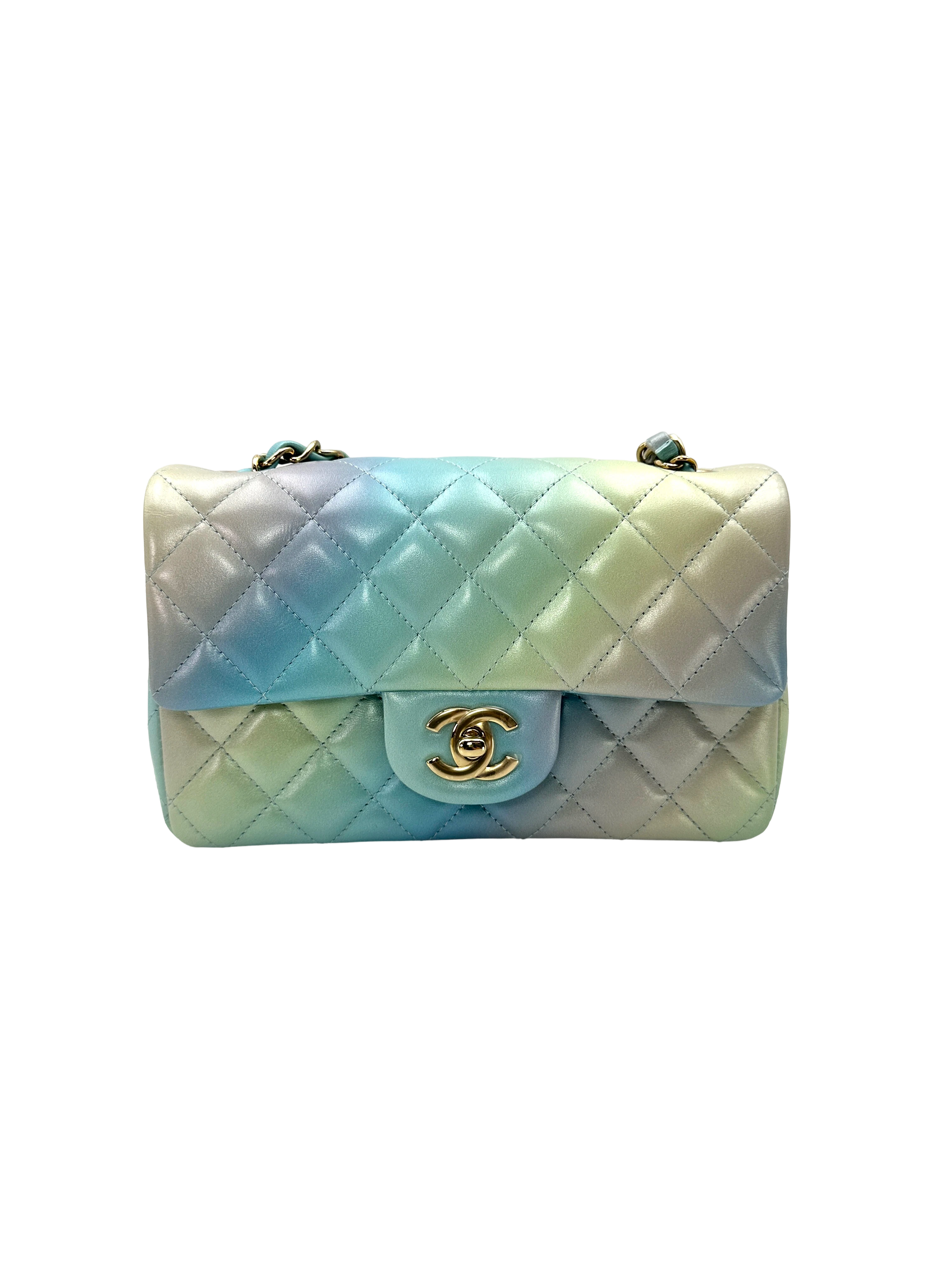 Chanel 24P Classic Flap Tie Dye Ombre Quilted Leather Mini Rectangular Flap Bag(KJ***2G) CC2350