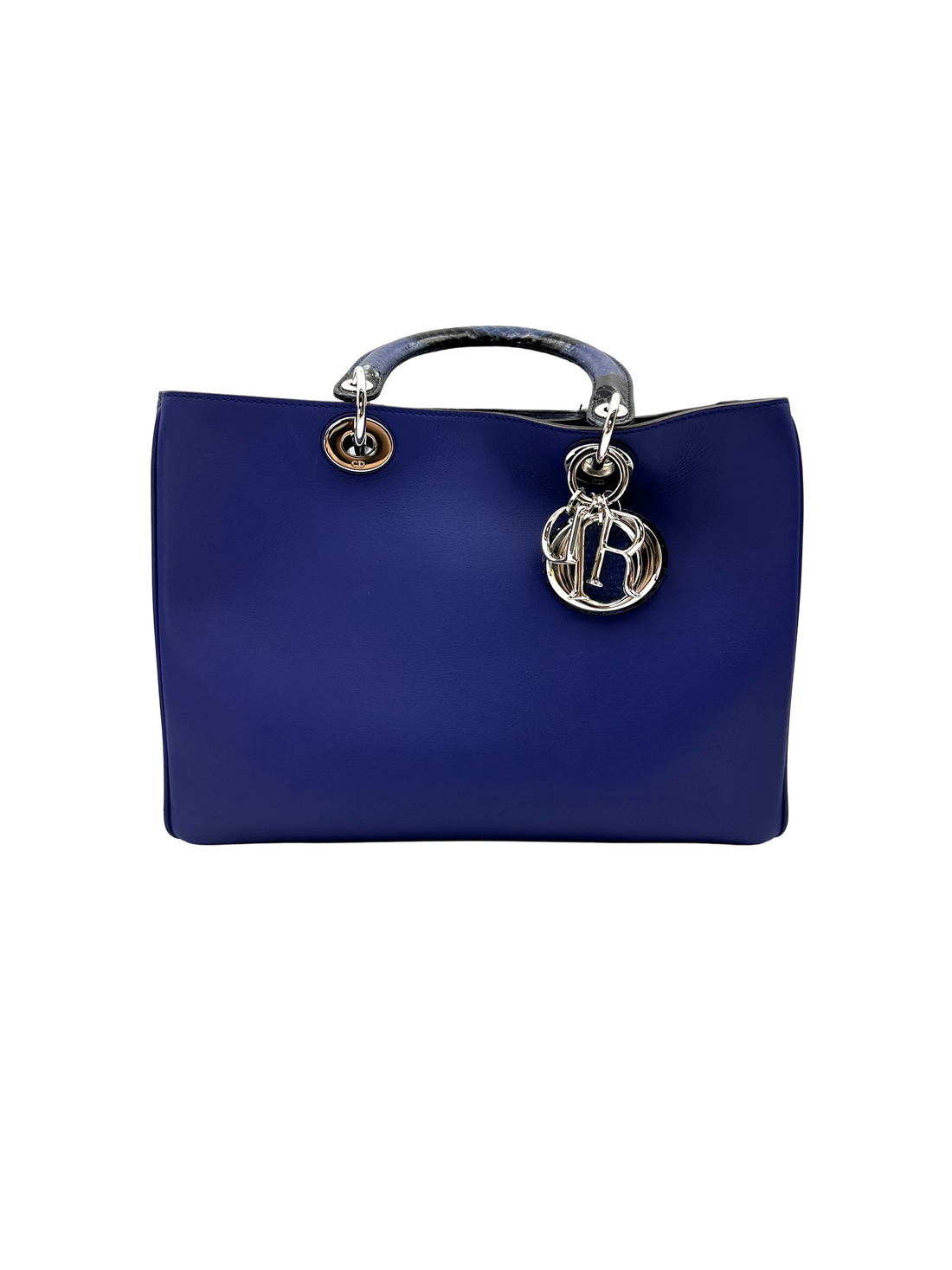 Christian Dior Diorissimo Blue Leather Python Handle Bag DR847